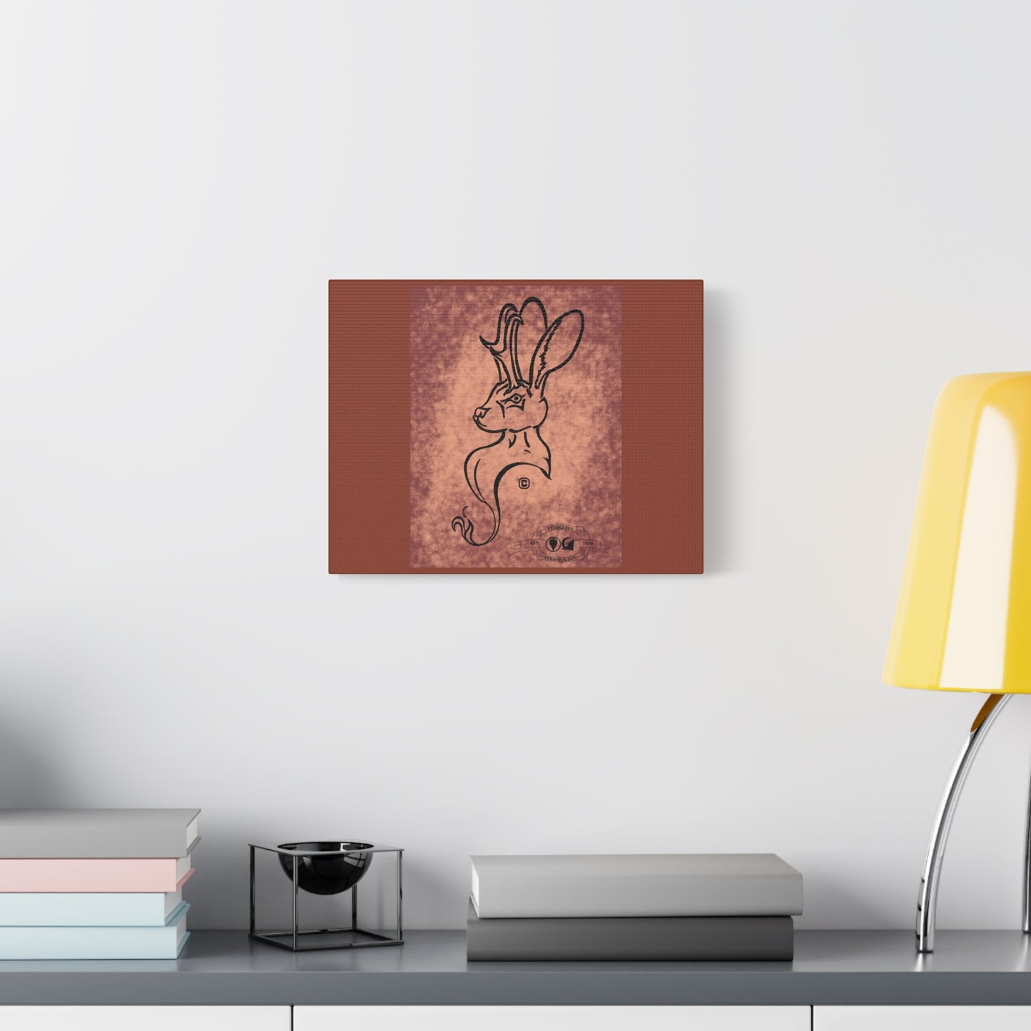 Dust Storm Jackalope Bust Drawing Canvas Wall Decor