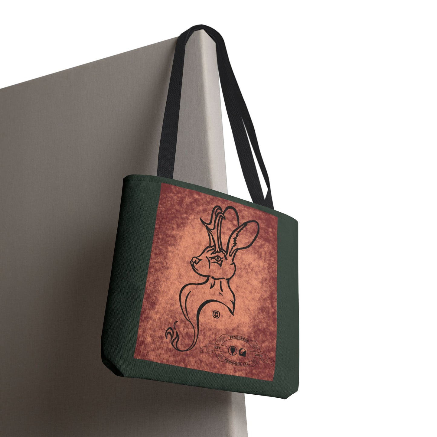 Dust Storm Jackalope Bust Drawing Tote Green Bag