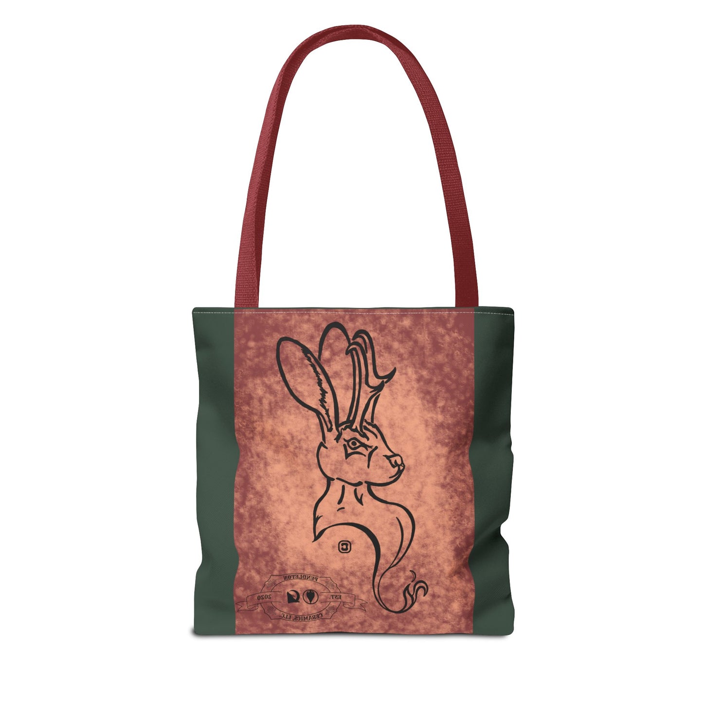 Dust Storm Jackalope Bust Drawing Tote Green Bag