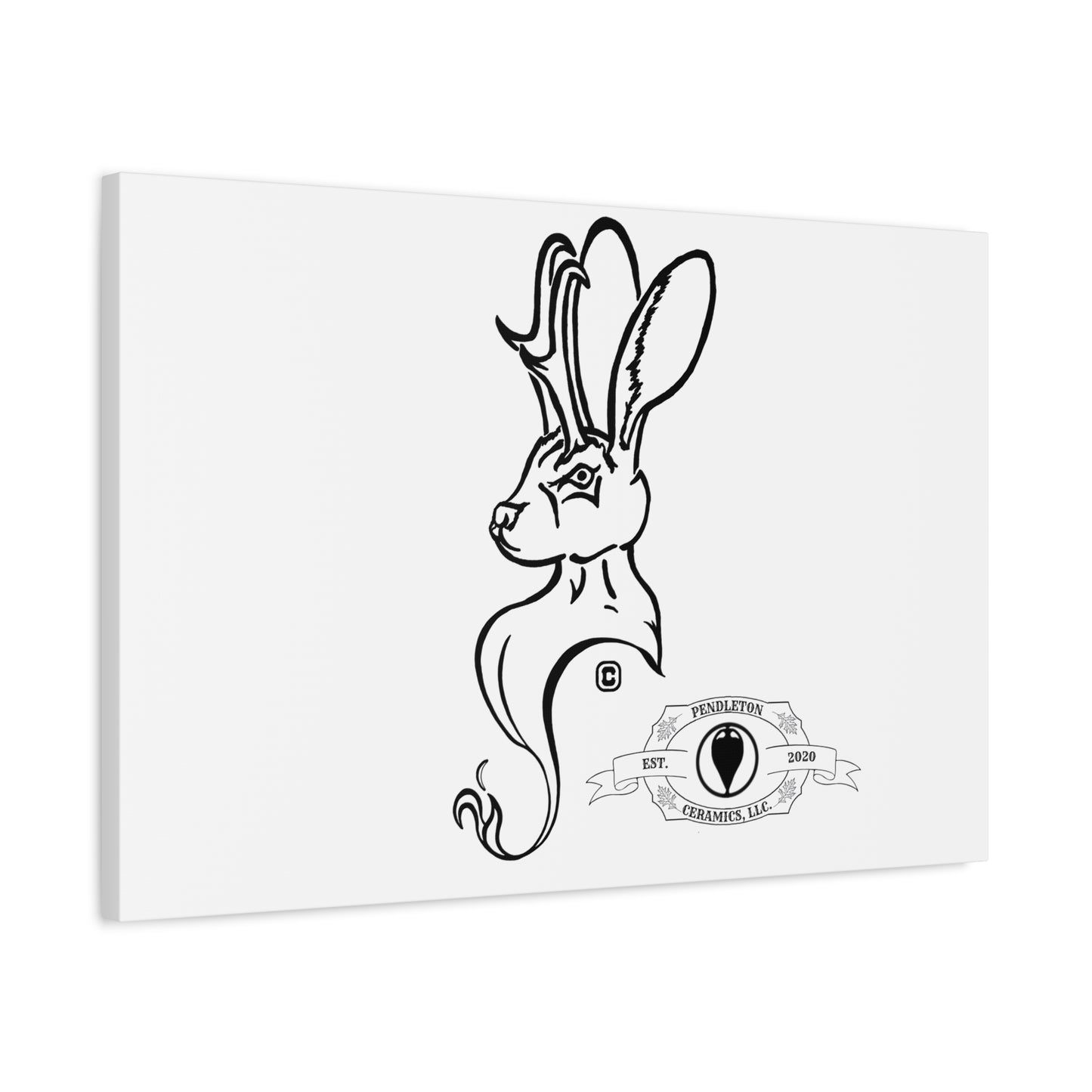 Jackalope Bust Drawing Art Stretched Canvas Wall Decor