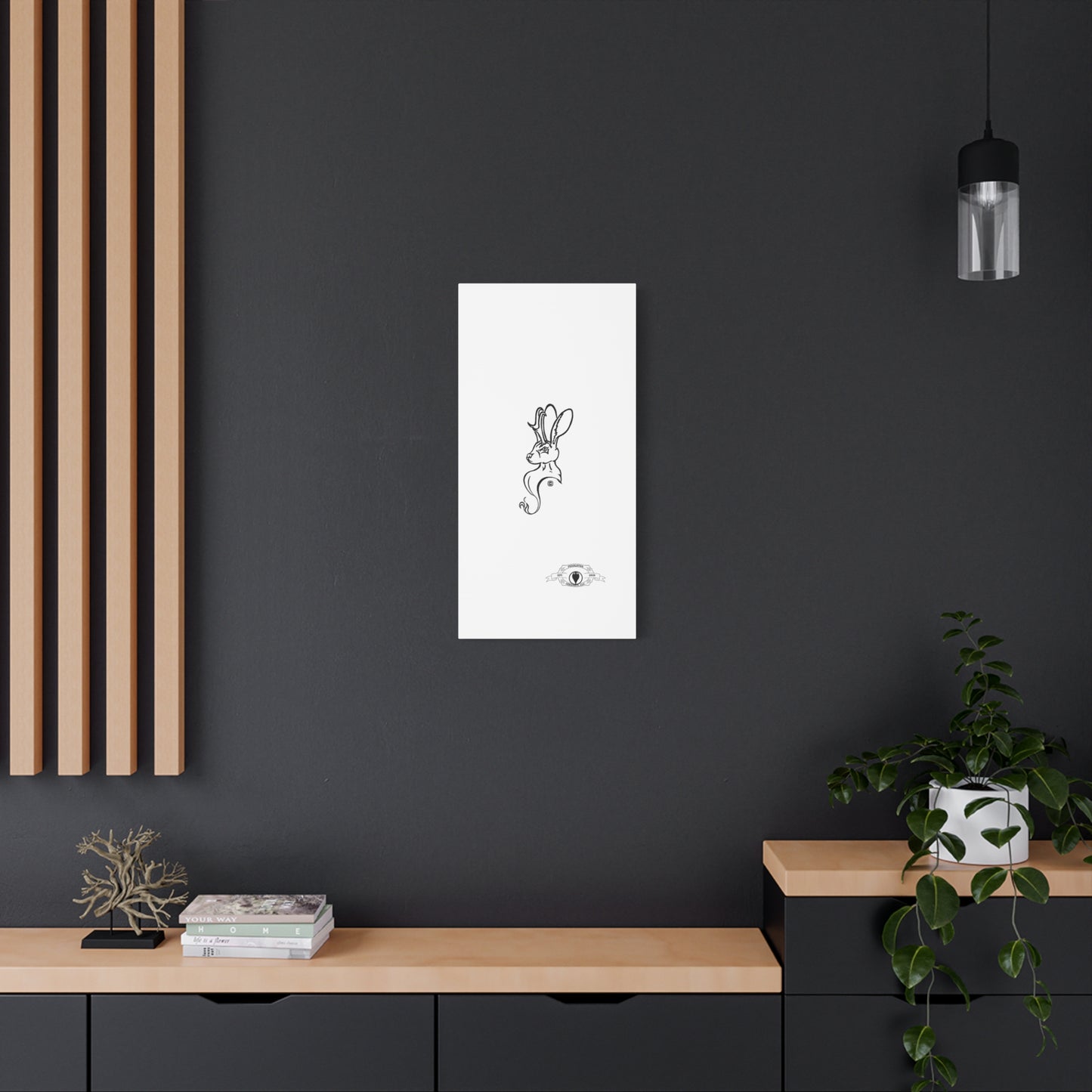 Jackalope Bust Drawing Art Stretched Canvas Wall Decor
