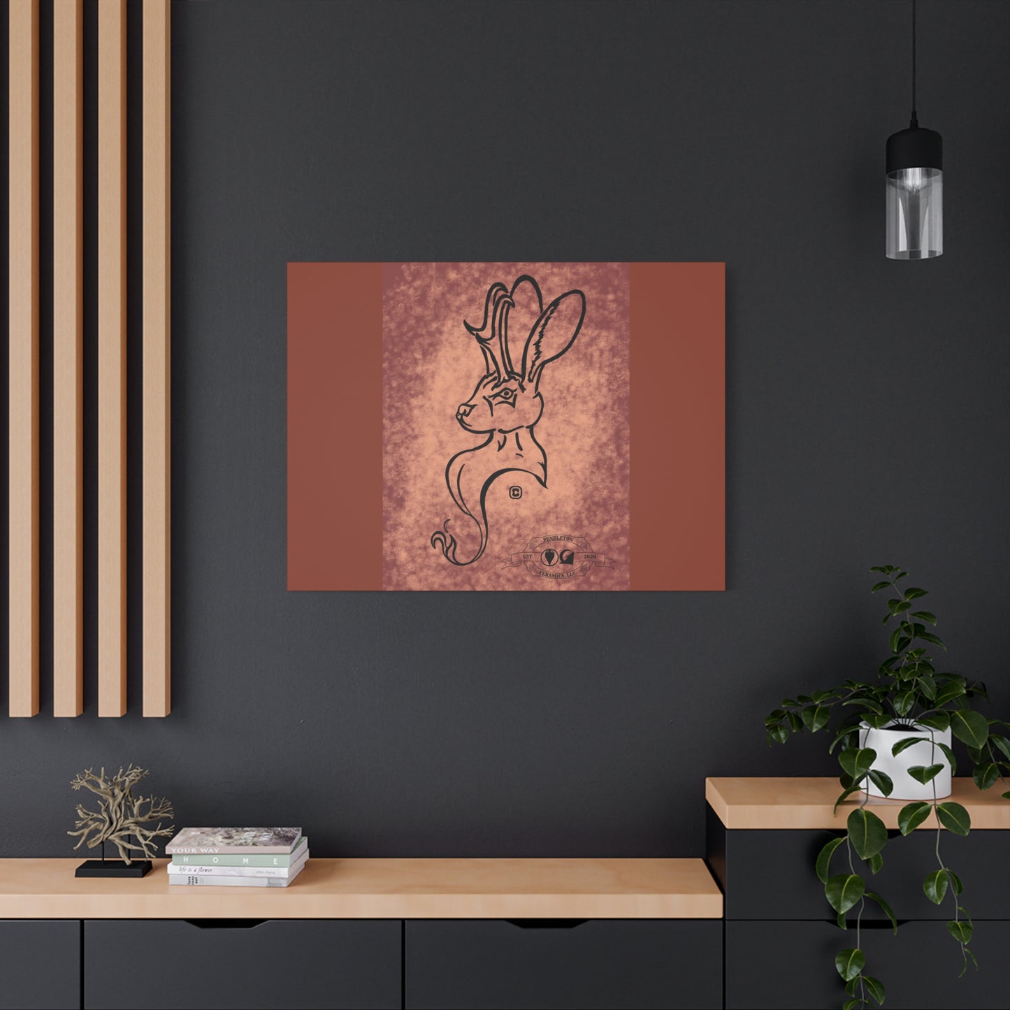 Dust Storm Jackalope Bust Drawing Canvas Wall Decor