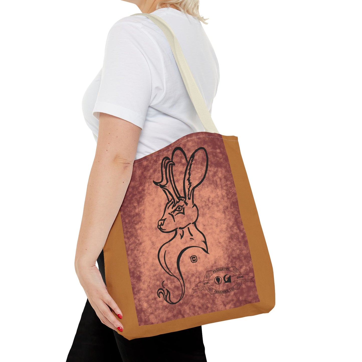 Dust Storm Jackalope Bust Drawing Tote Brown Bag