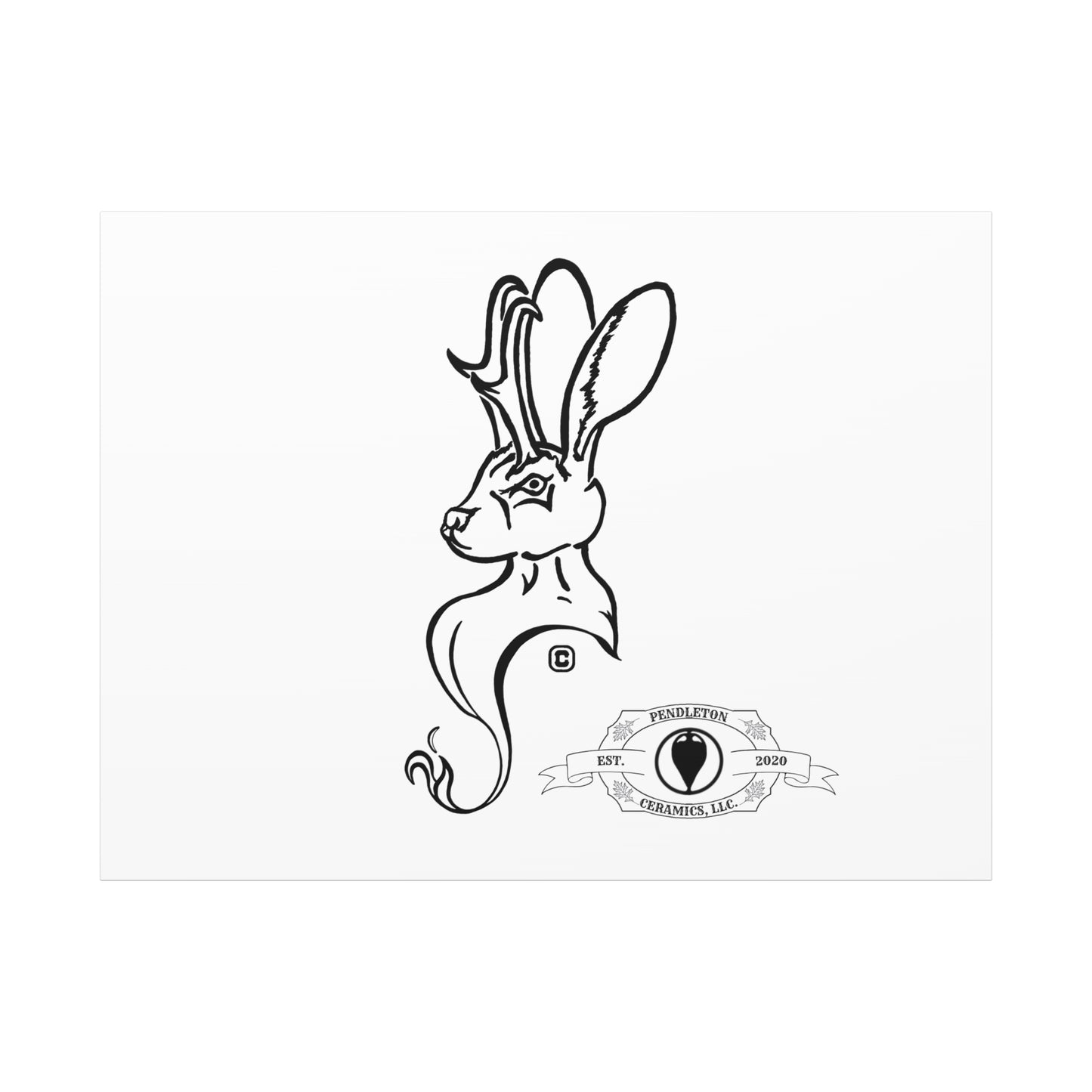 Jackalope Bust Drawing Art Stretched Canvas Wall Decor