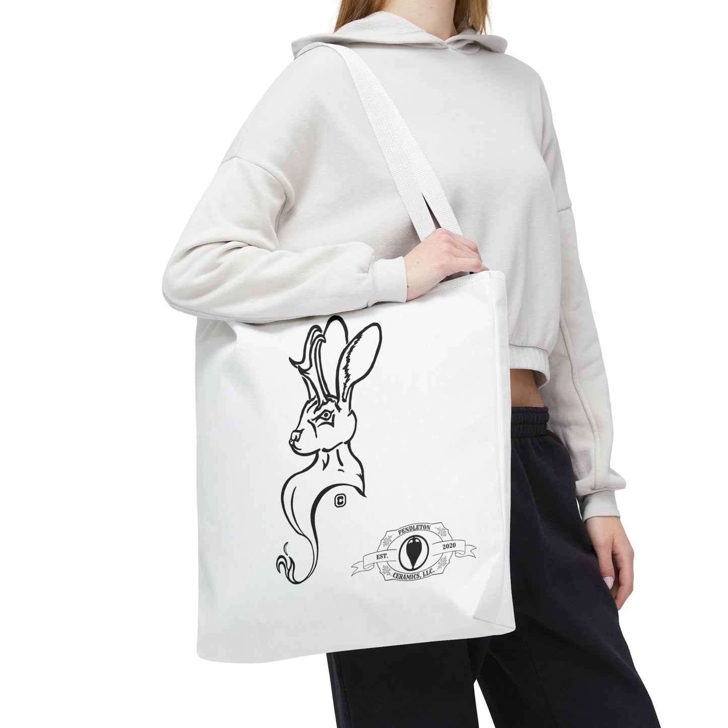 Jackalope Bust Drawing Tote White Bag