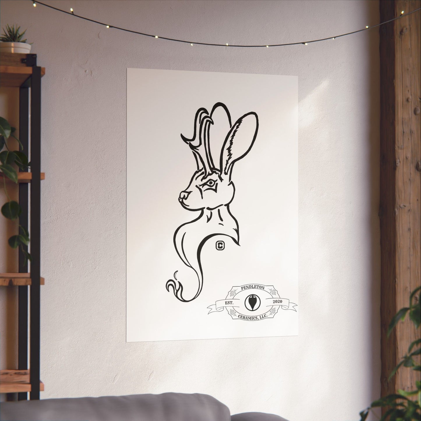 Jackalope Bust Drawing Matte Vertical Posters