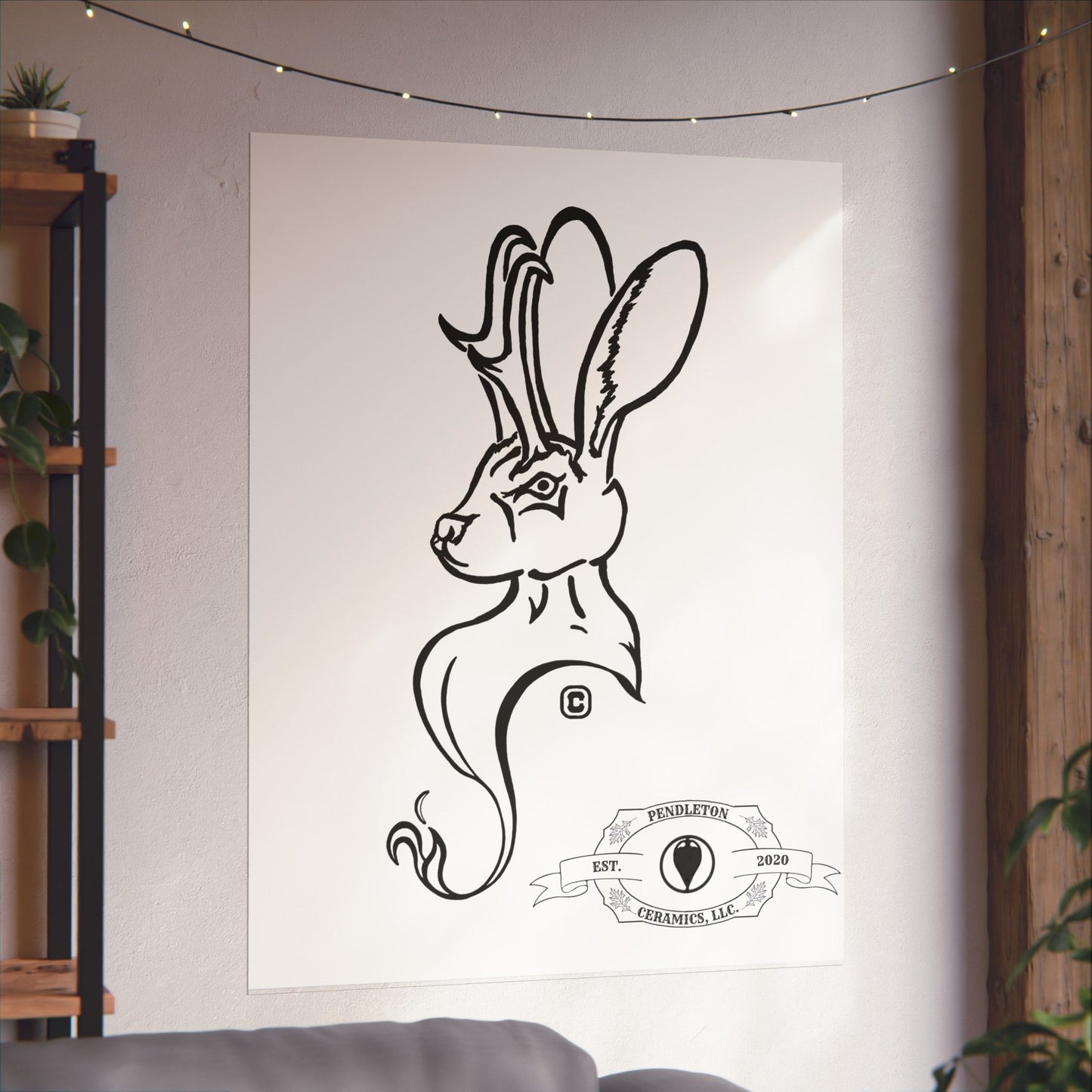 Jackalope Bust Drawing Matte Vertical Posters