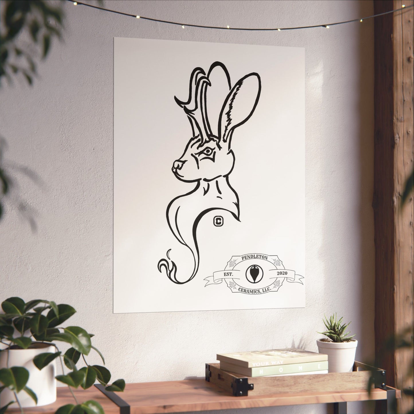 Jackalope Bust Drawing Matte Vertical Posters
