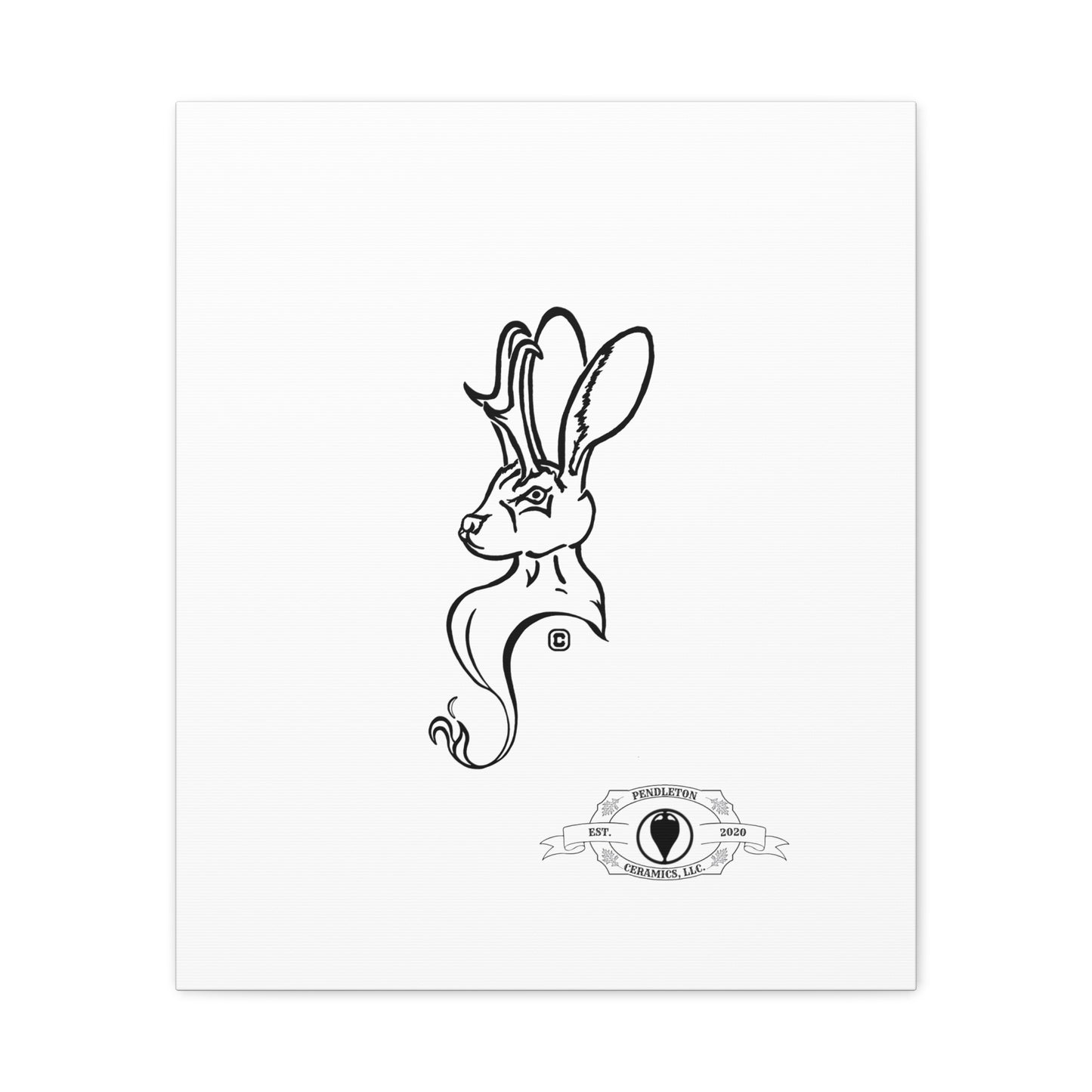 Jackalope Bust Drawing Art Stretched Canvas Wall Decor