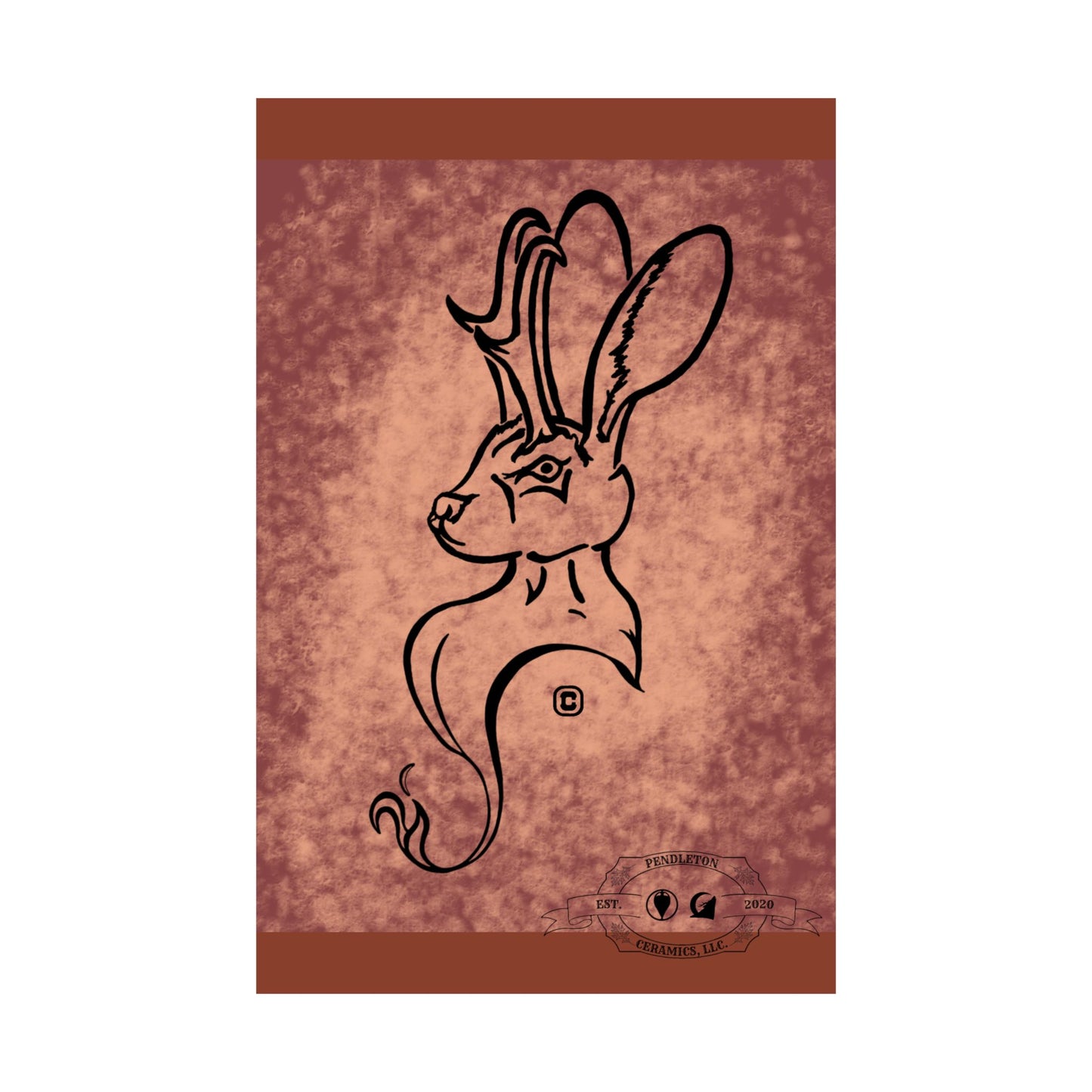 Dust Storm Jackalope Bust Drawing Wall Art