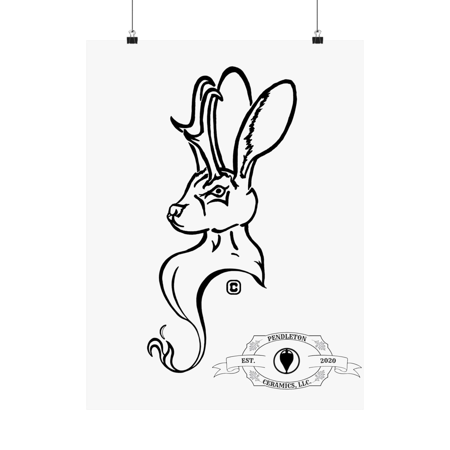 Jackalope Bust Drawing Matte Vertical Posters