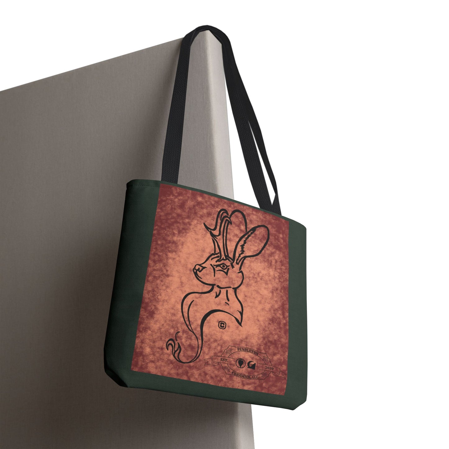 Dust Storm Jackalope Bust Drawing Tote Green Bag
