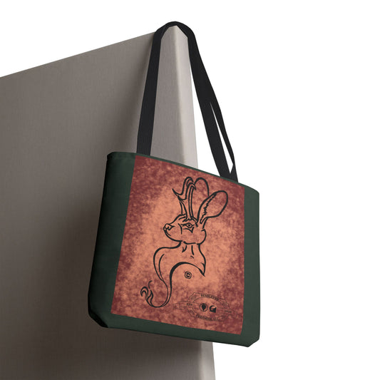 Dust Storm Jackalope Bust Drawing Tote Green Bag