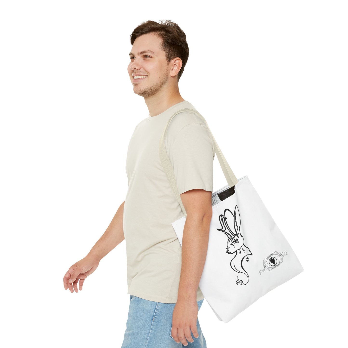 Jackalope Bust Drawing Tote White Bag