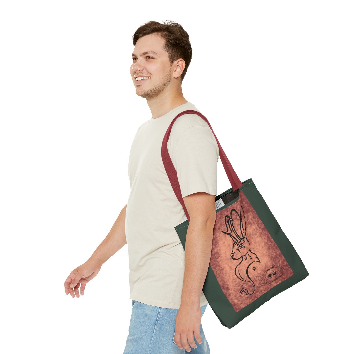 Dust Storm Jackalope Bust Drawing Tote Green Bag