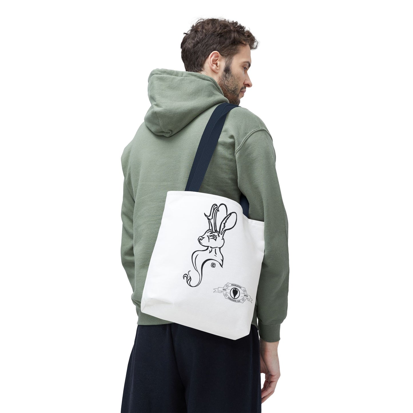 Jackalope Bust Drawing Tote White Bag