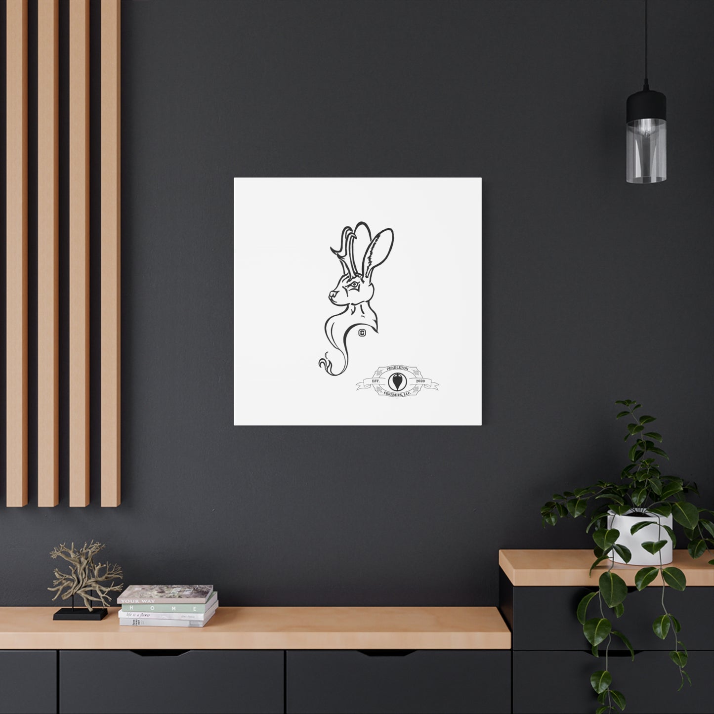 Jackalope Bust Drawing Art Stretched Canvas Wall Decor