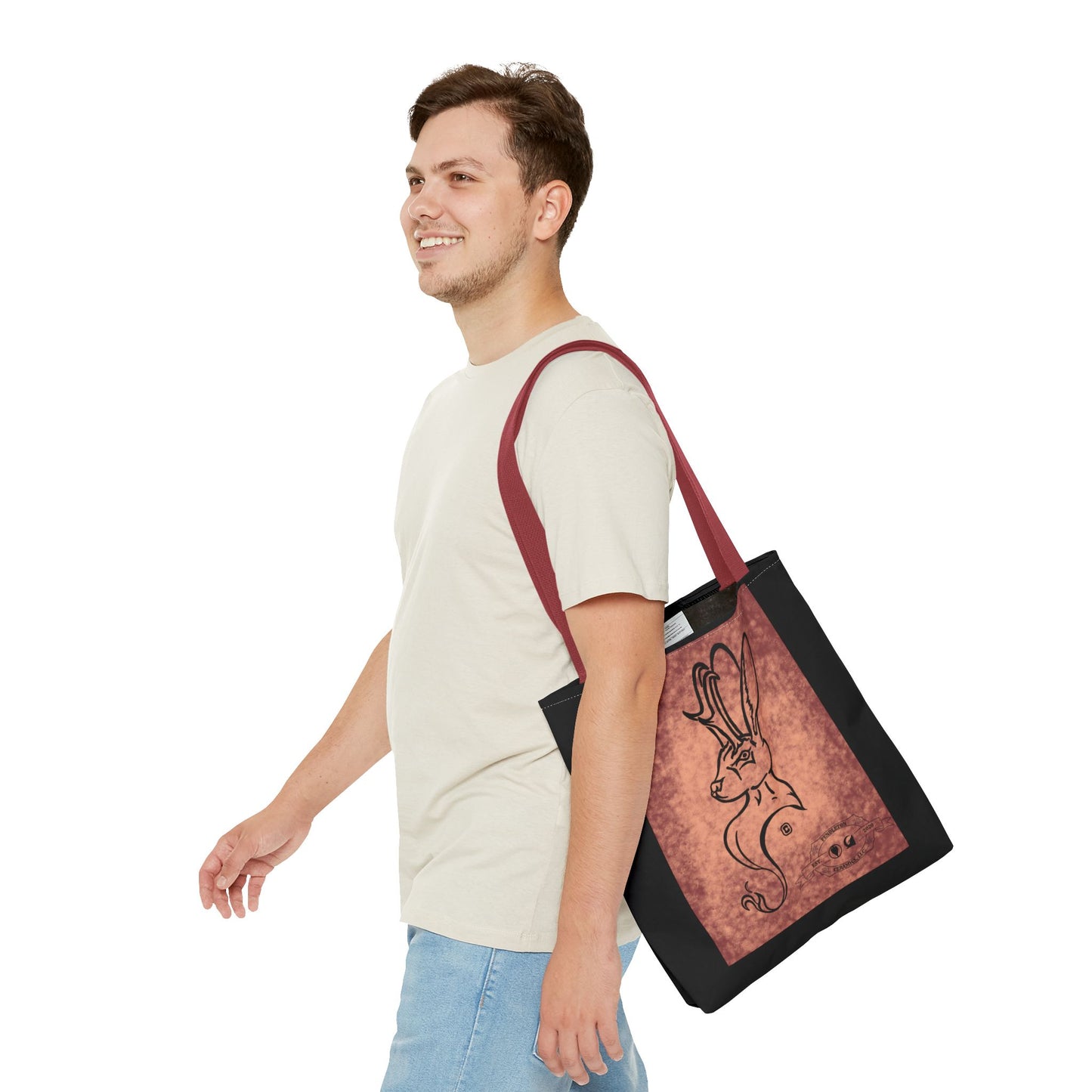 Dust Storm Jackalope Bust Drawing Tote Black Bag