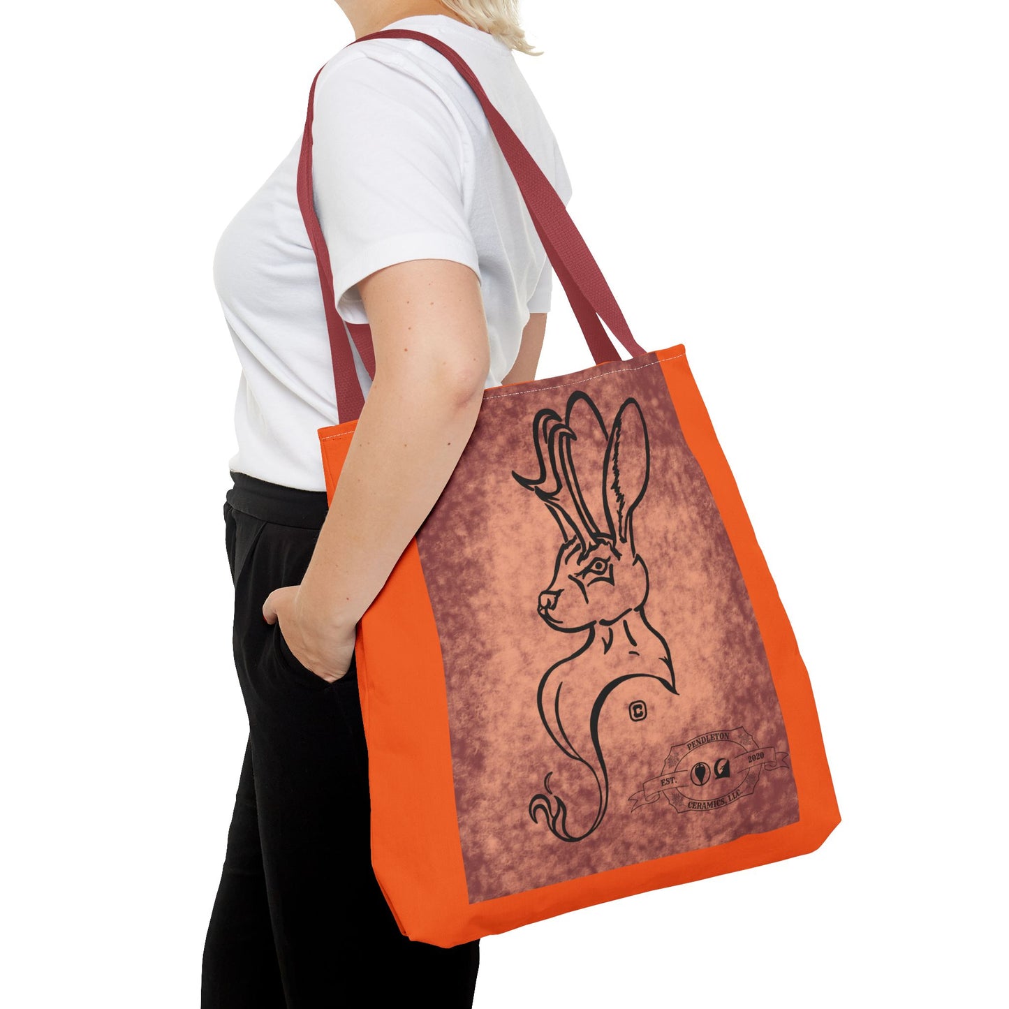 Dust Storm Jackalope Bust Drawing Tote Orange Bag