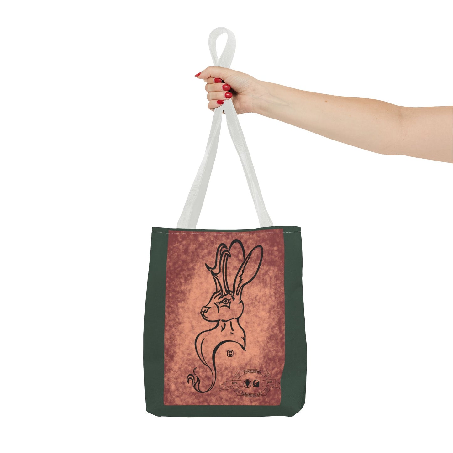 Dust Storm Jackalope Bust Drawing Tote Green Bag