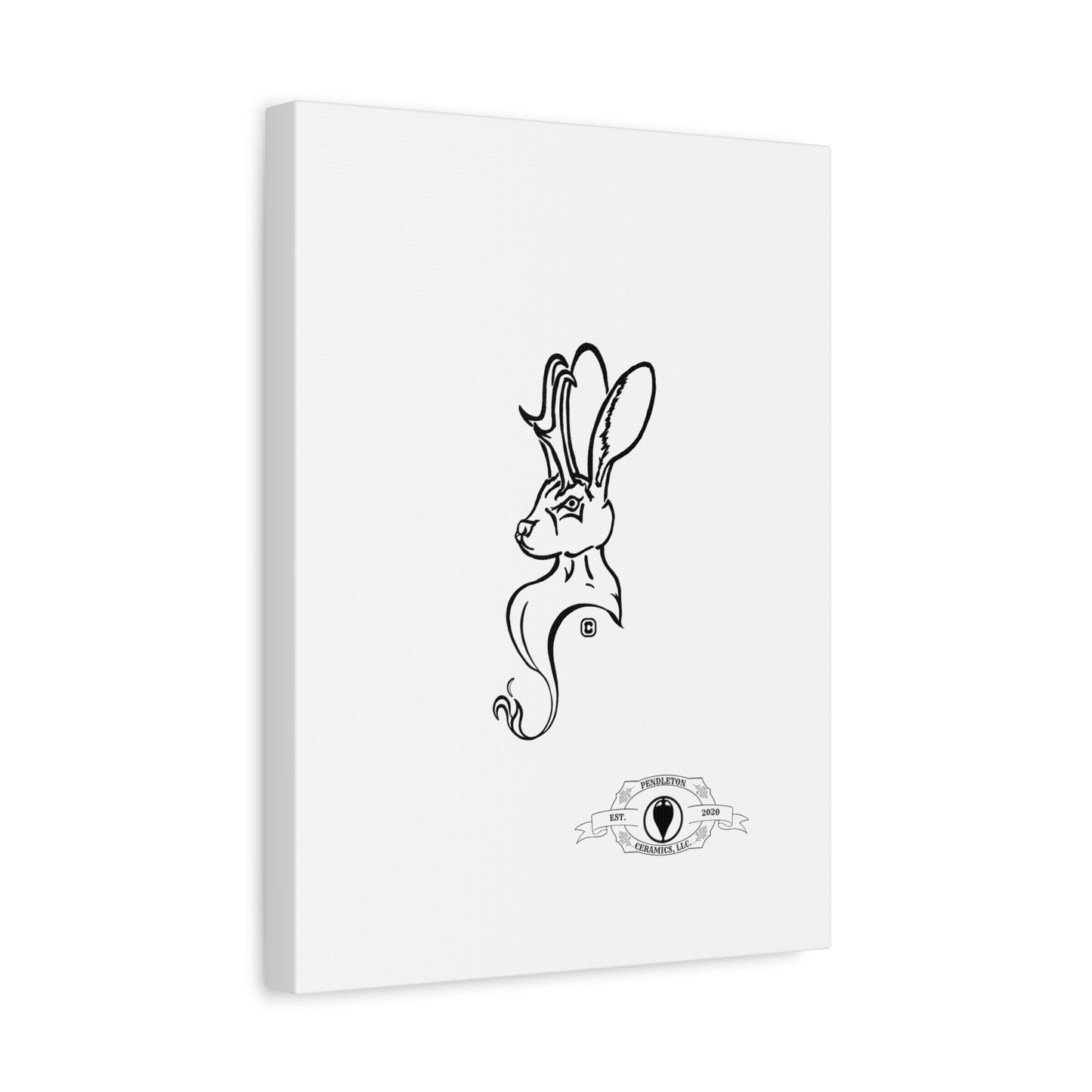 Jackalope Bust Drawing Art Stretched Canvas Wall Decor