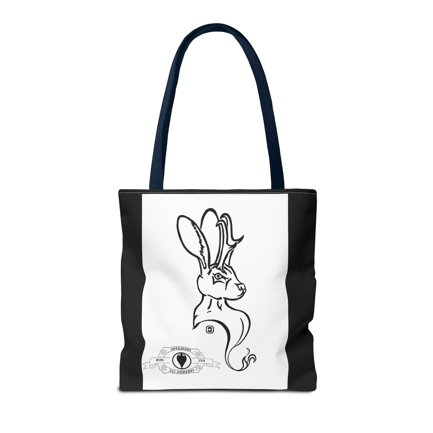 Jackalope Bust Drawing Tote Bag with Black Stripe
