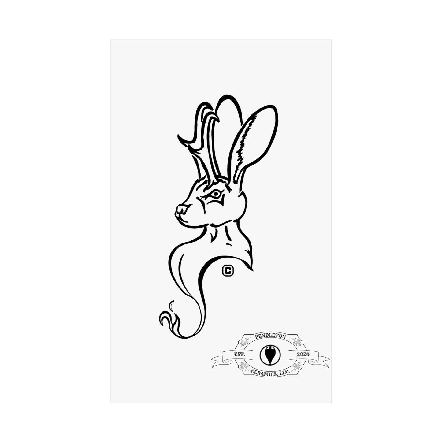 Jackalope Bust Drawing Matte Vertical Posters