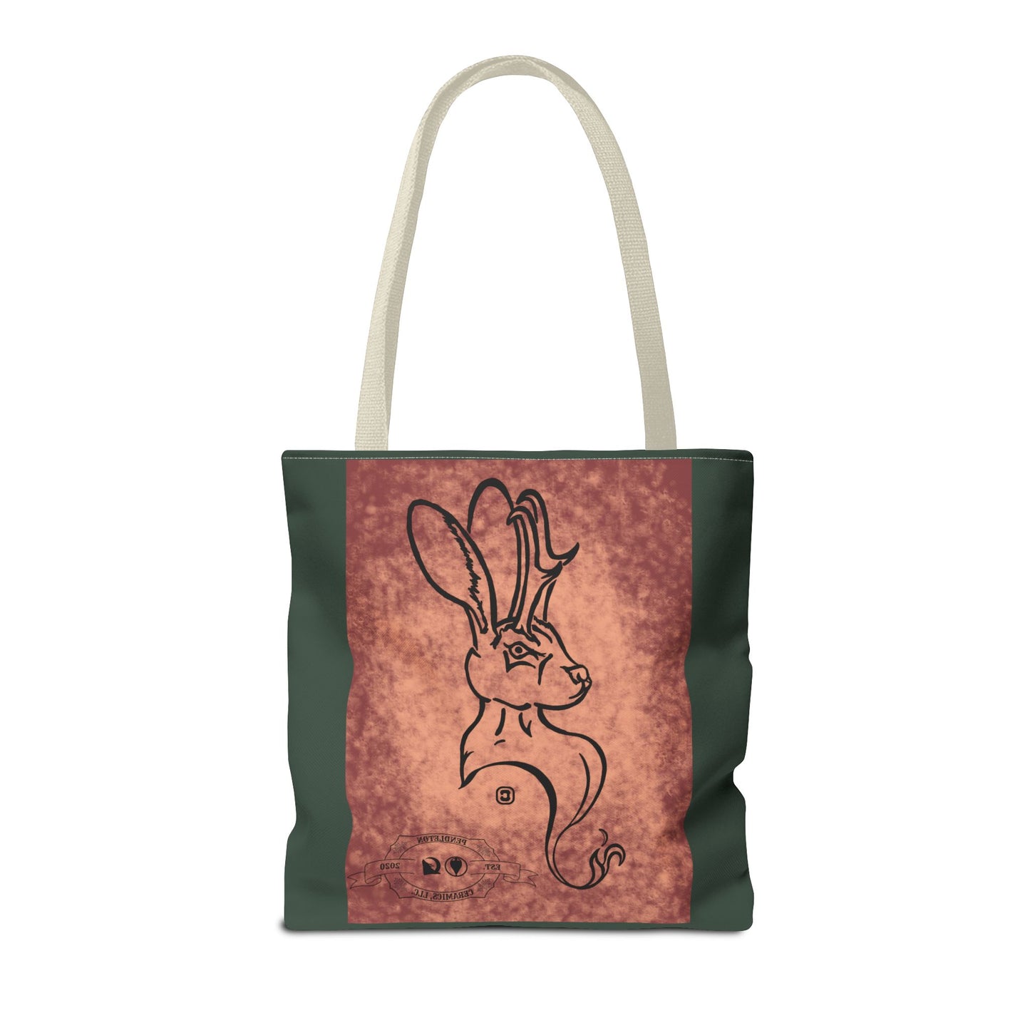 Dust Storm Jackalope Bust Drawing Tote Green Bag