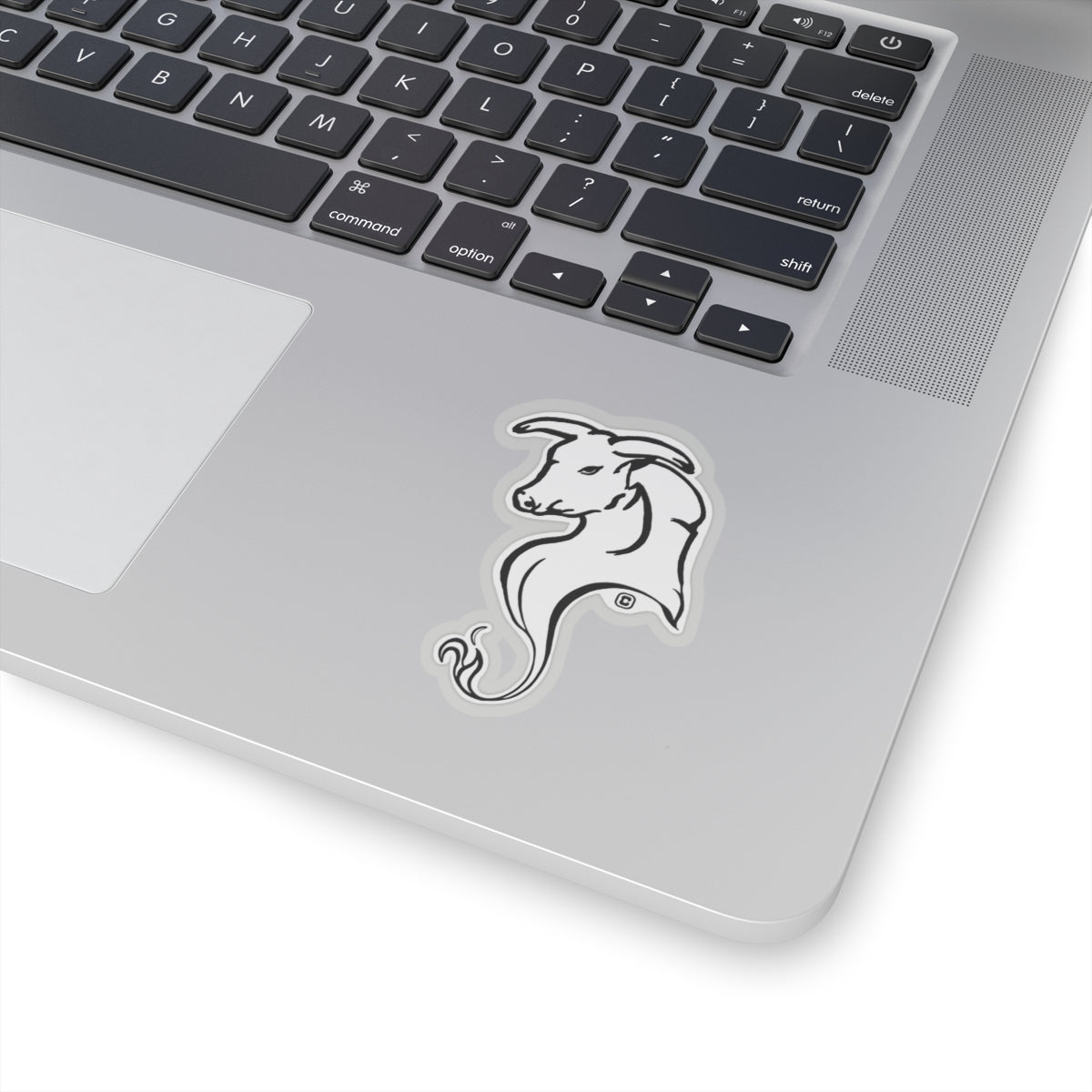 Bull Horns Down Animal Bust Drawing Kiss Cut Sticker