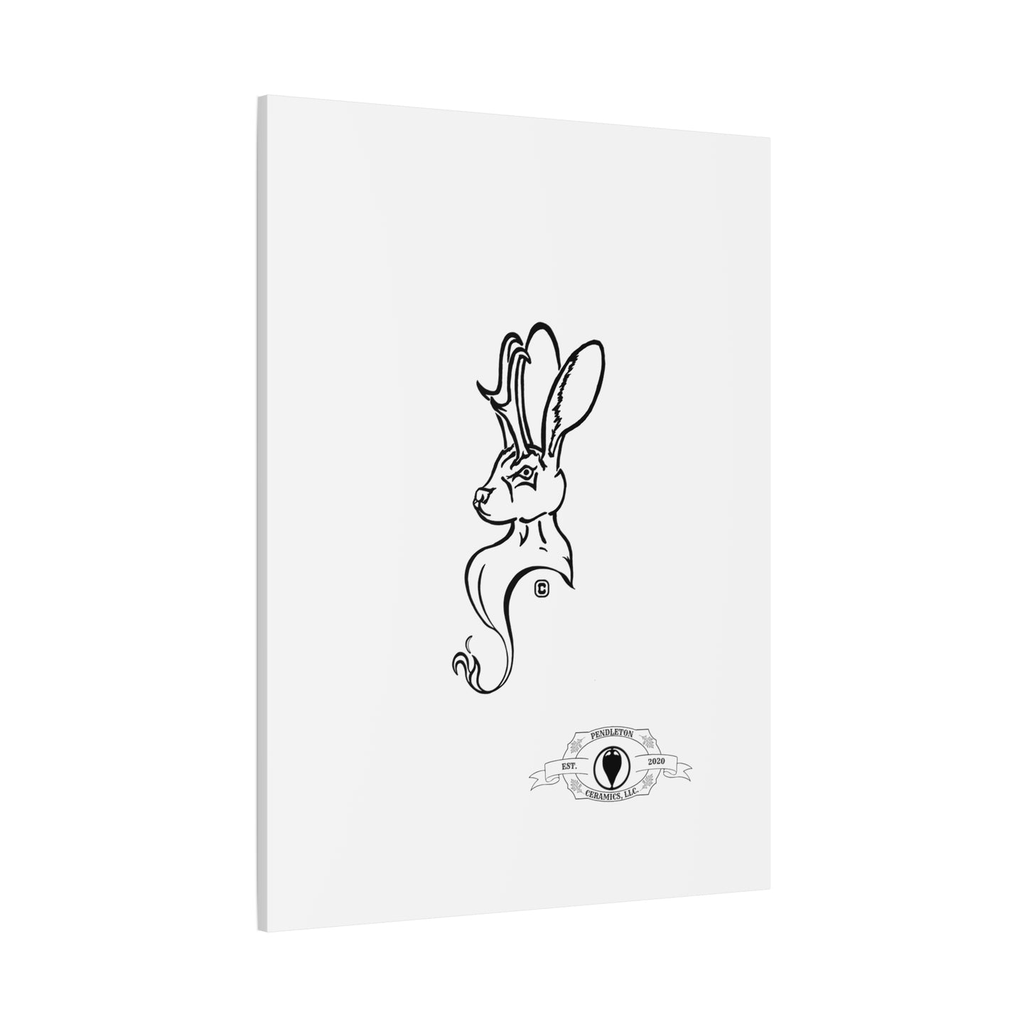 Jackalope Bust Drawing Art Stretched Canvas Wall Decor