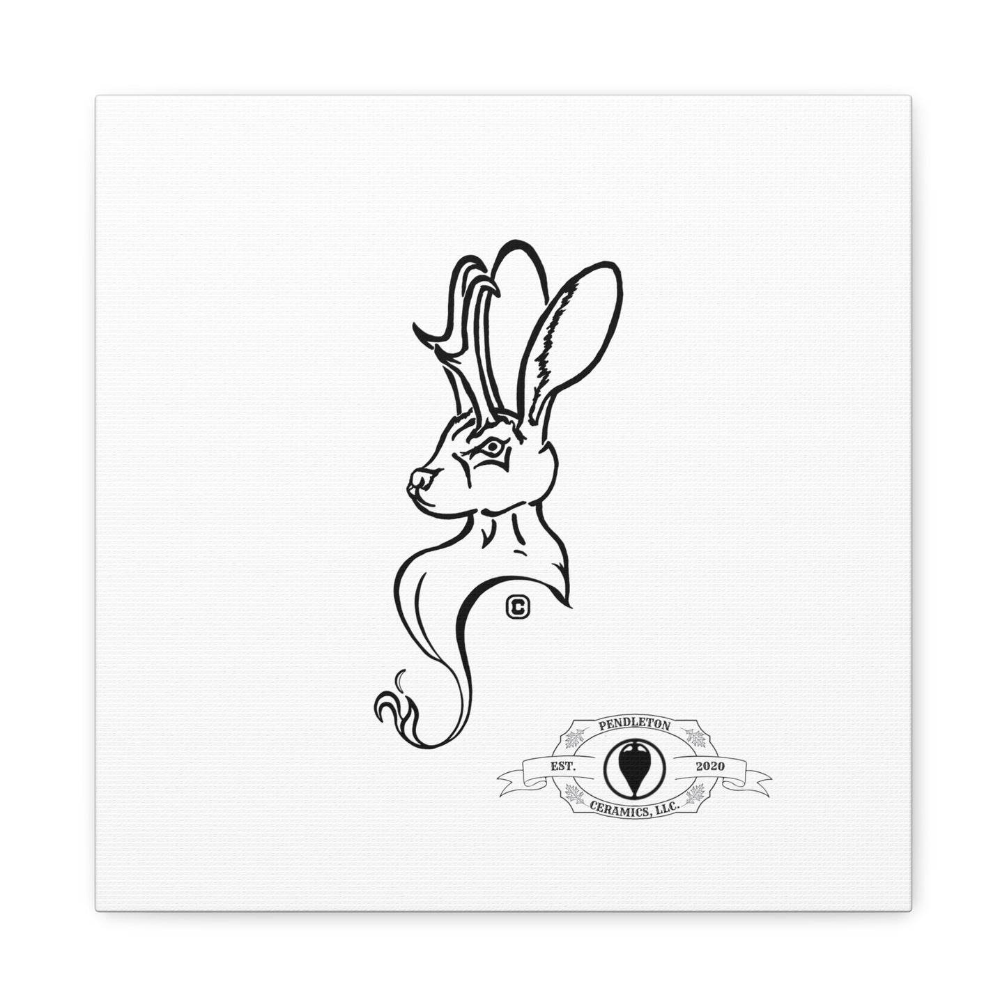 Jackalope Bust Drawing Art Stretched Canvas Wall Decor