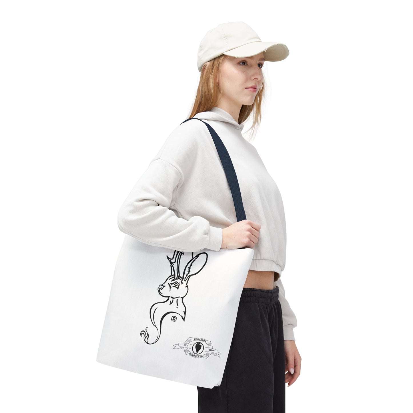 Jackalope Bust Drawing Tote White Bag