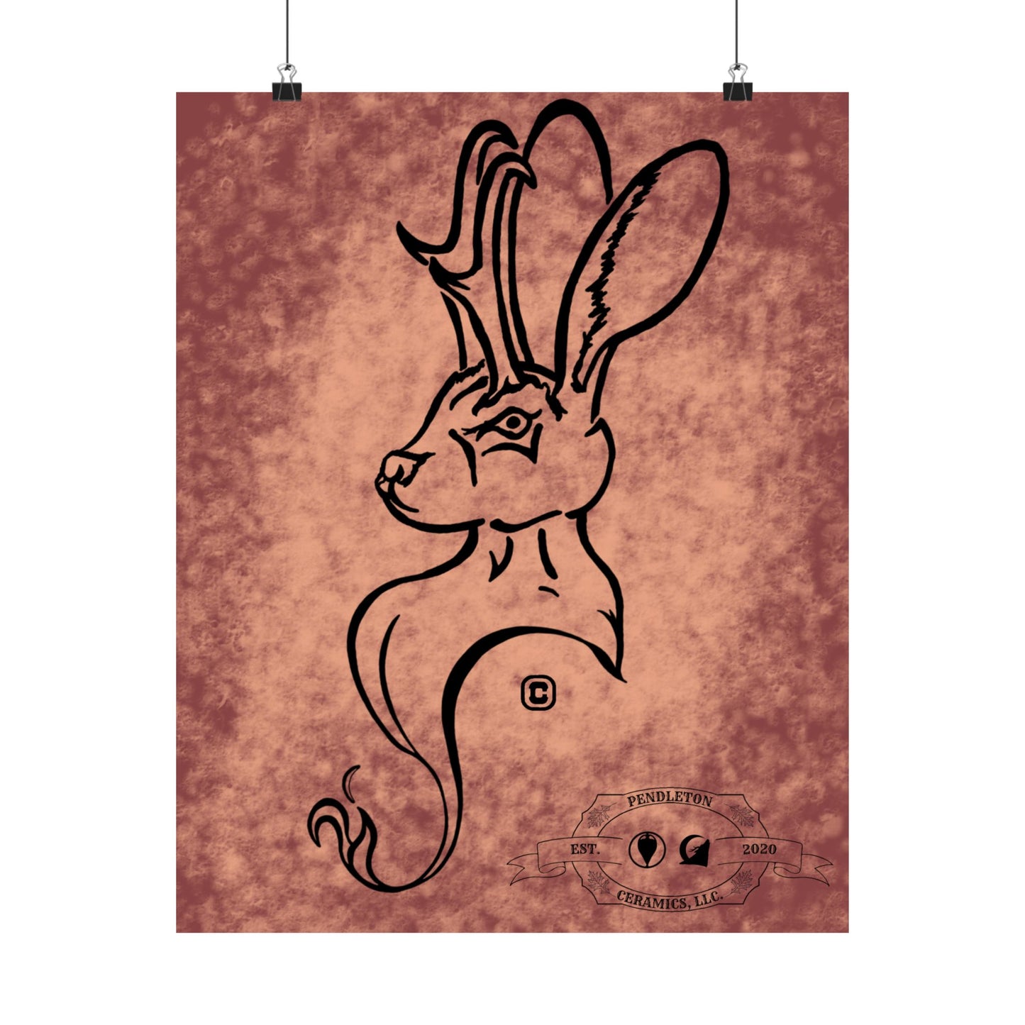 Dust Storm Jackalope Bust Drawing Wall Art