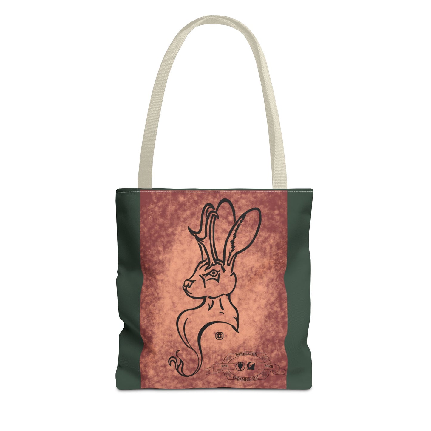 Dust Storm Jackalope Bust Drawing Tote Green Bag