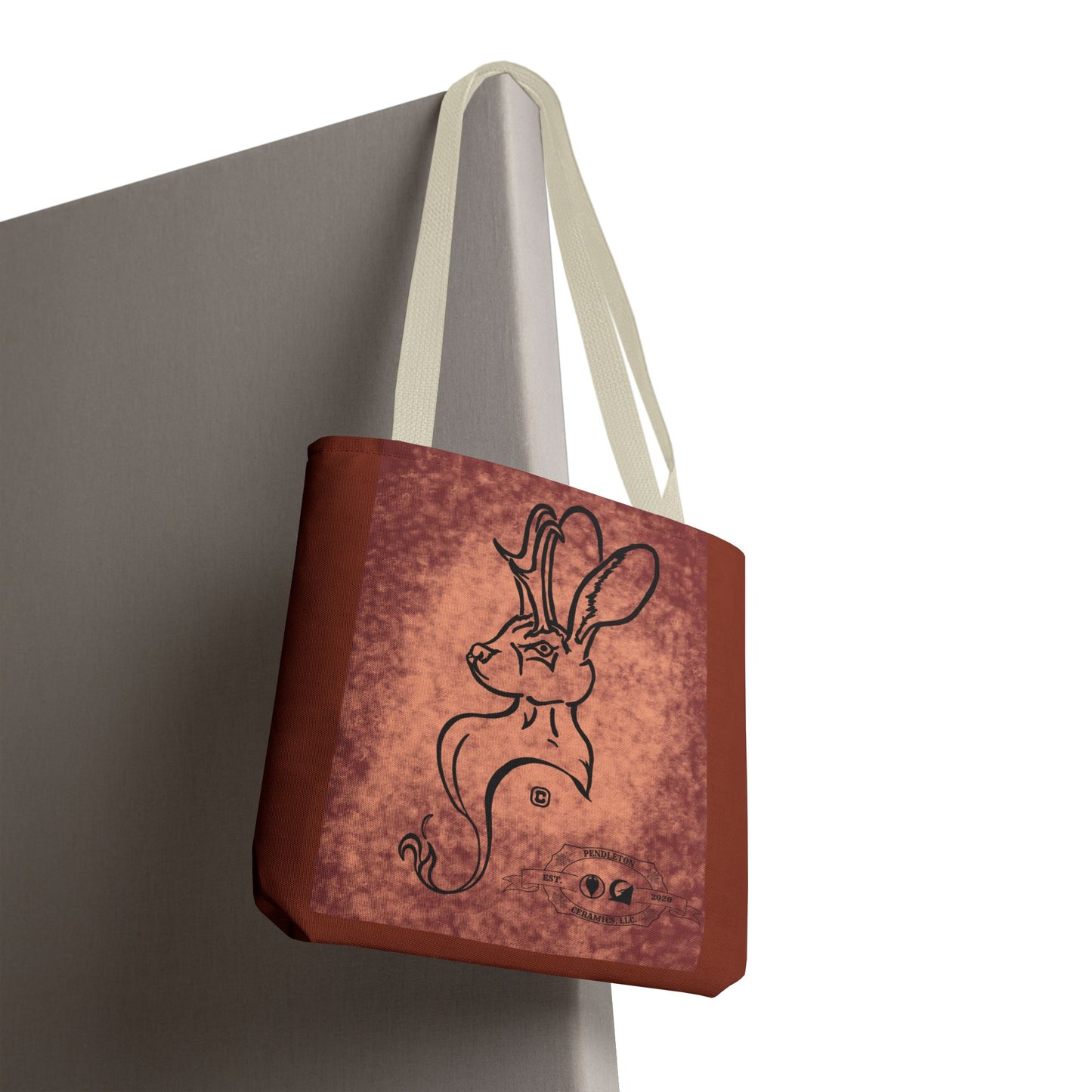 Dust Storm Jackalope Bust Drawing Tote Brown Bag