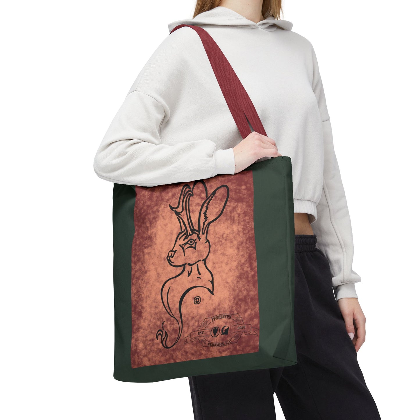 Dust Storm Jackalope Bust Drawing Tote Green Bag