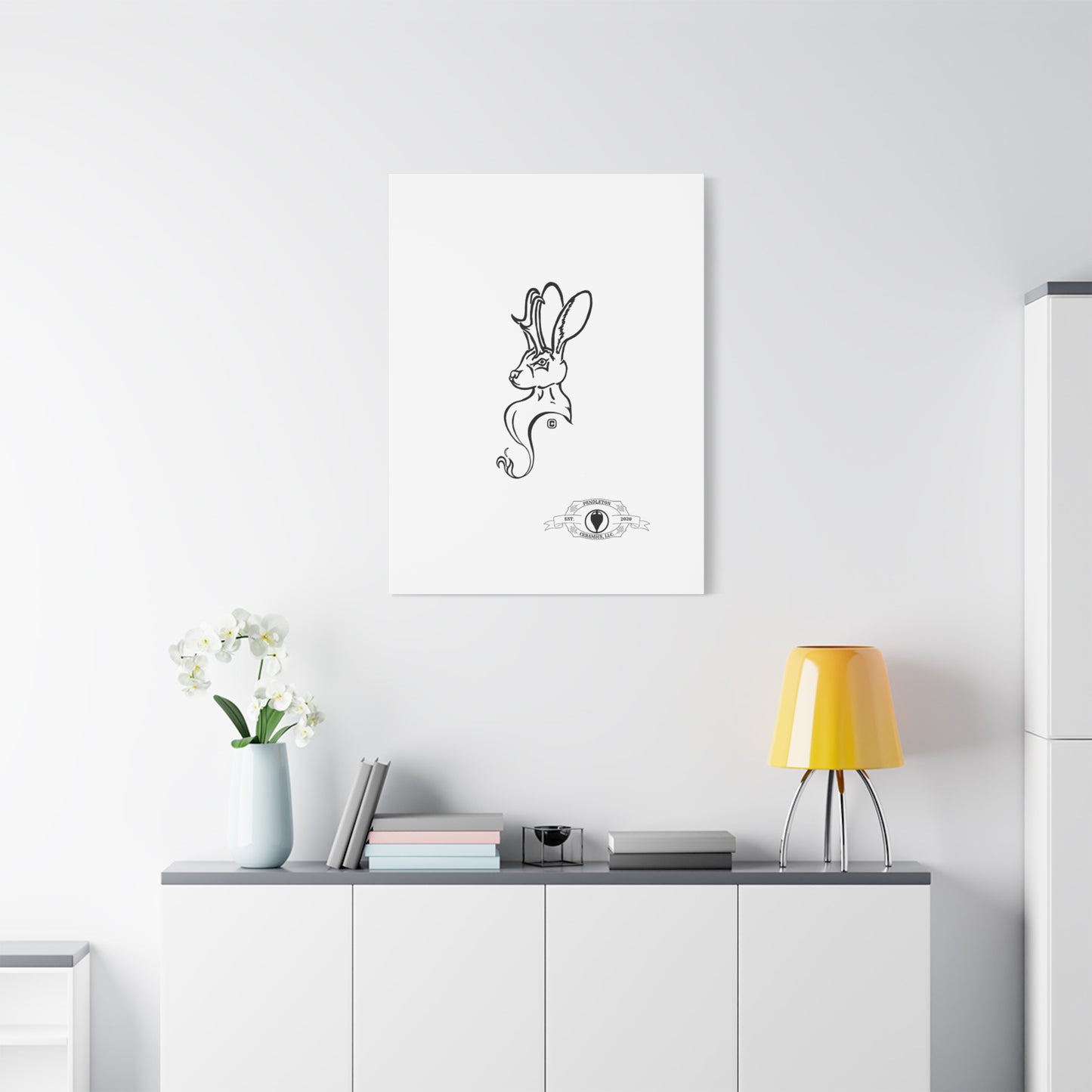 Jackalope Bust Drawing Art Stretched Canvas Wall Decor