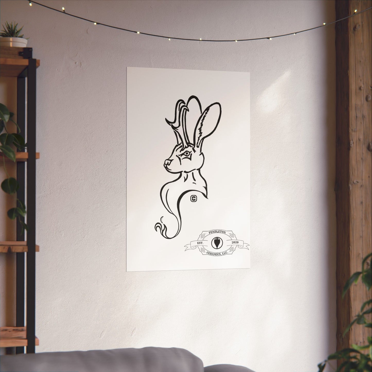 Jackalope Bust Drawing Matte Vertical Posters