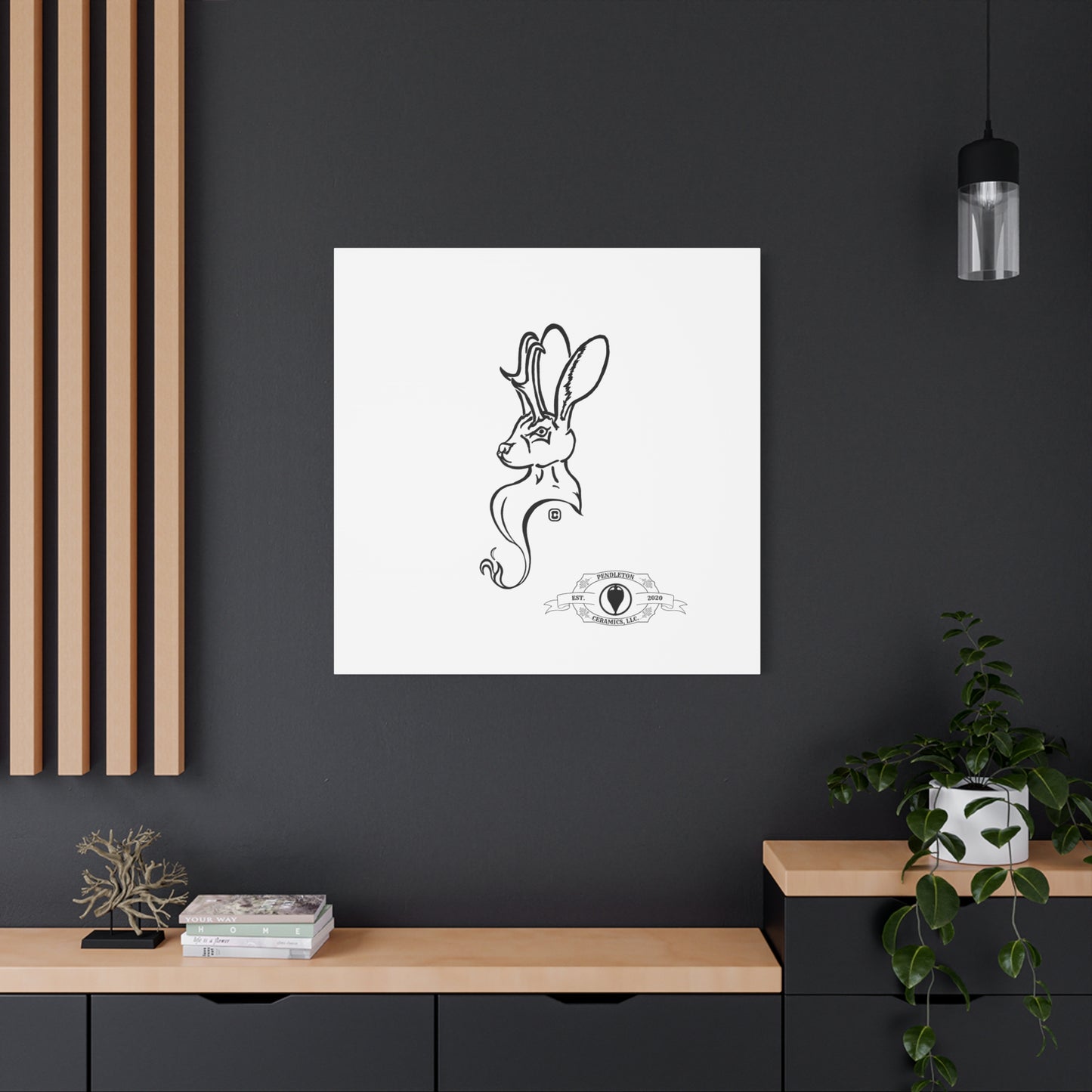 Jackalope Bust Drawing Art Stretched Canvas Wall Decor