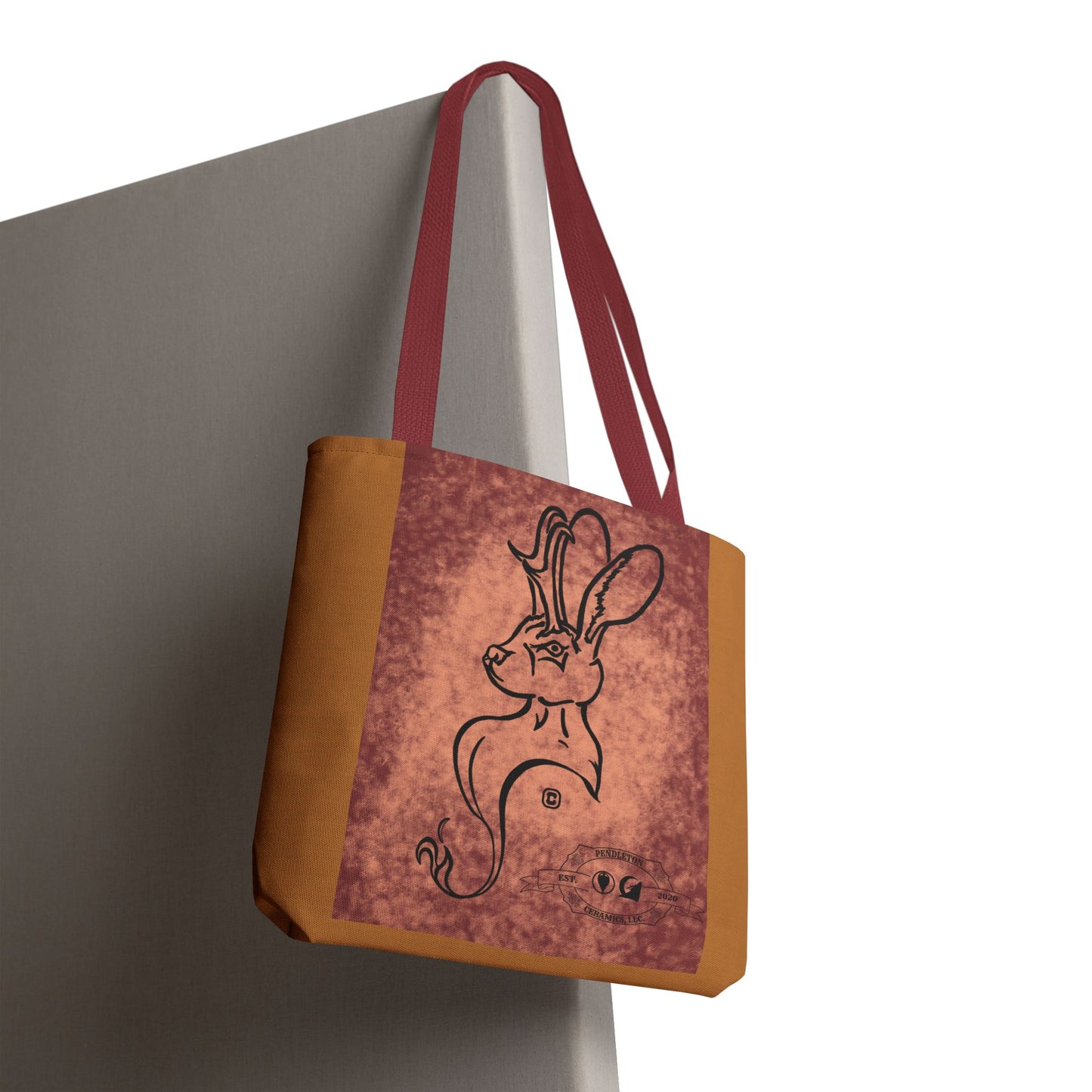 Dust Storm Jackalope Bust Drawing Tote Brown Bag