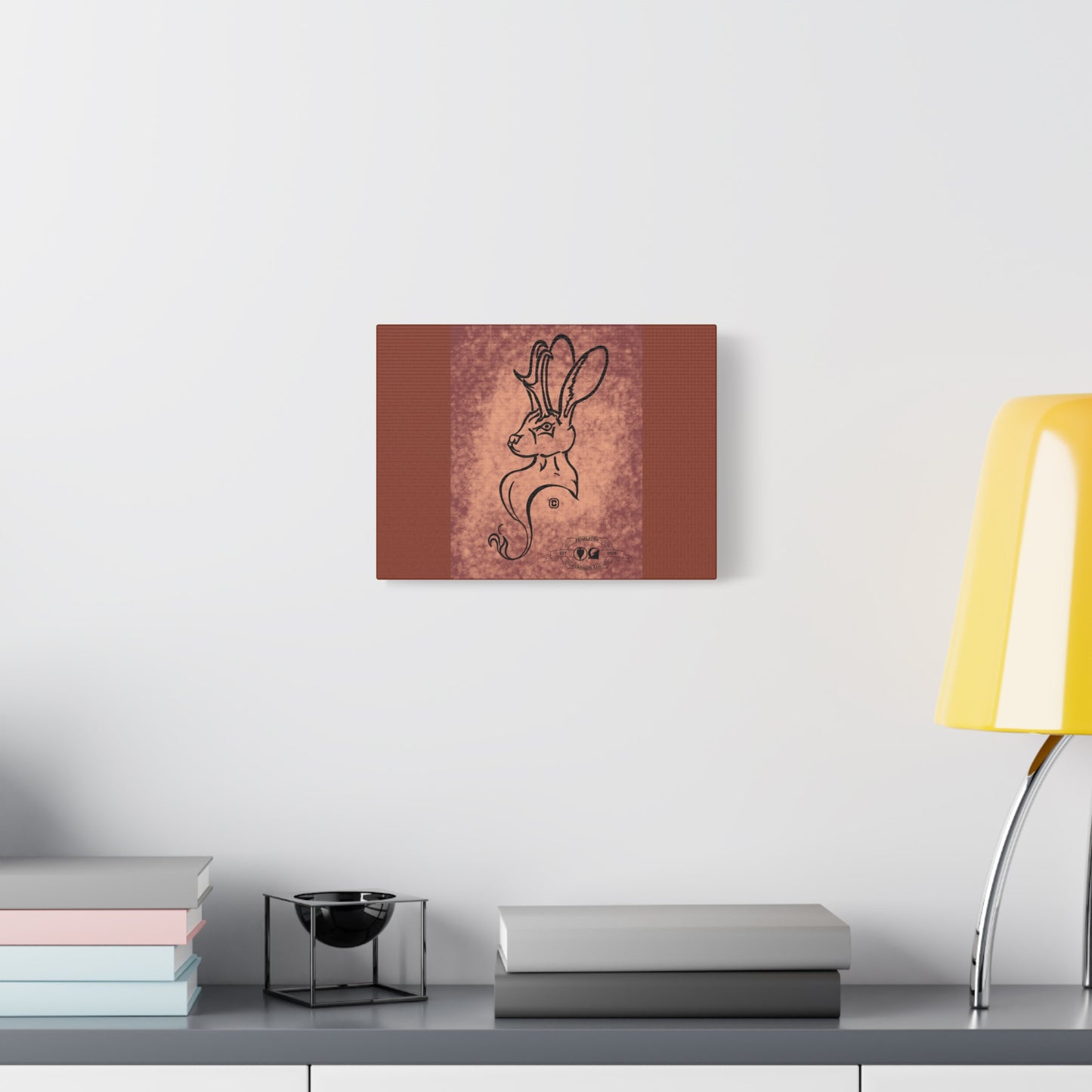 Dust Storm Jackalope Bust Drawing Canvas Wall Decor