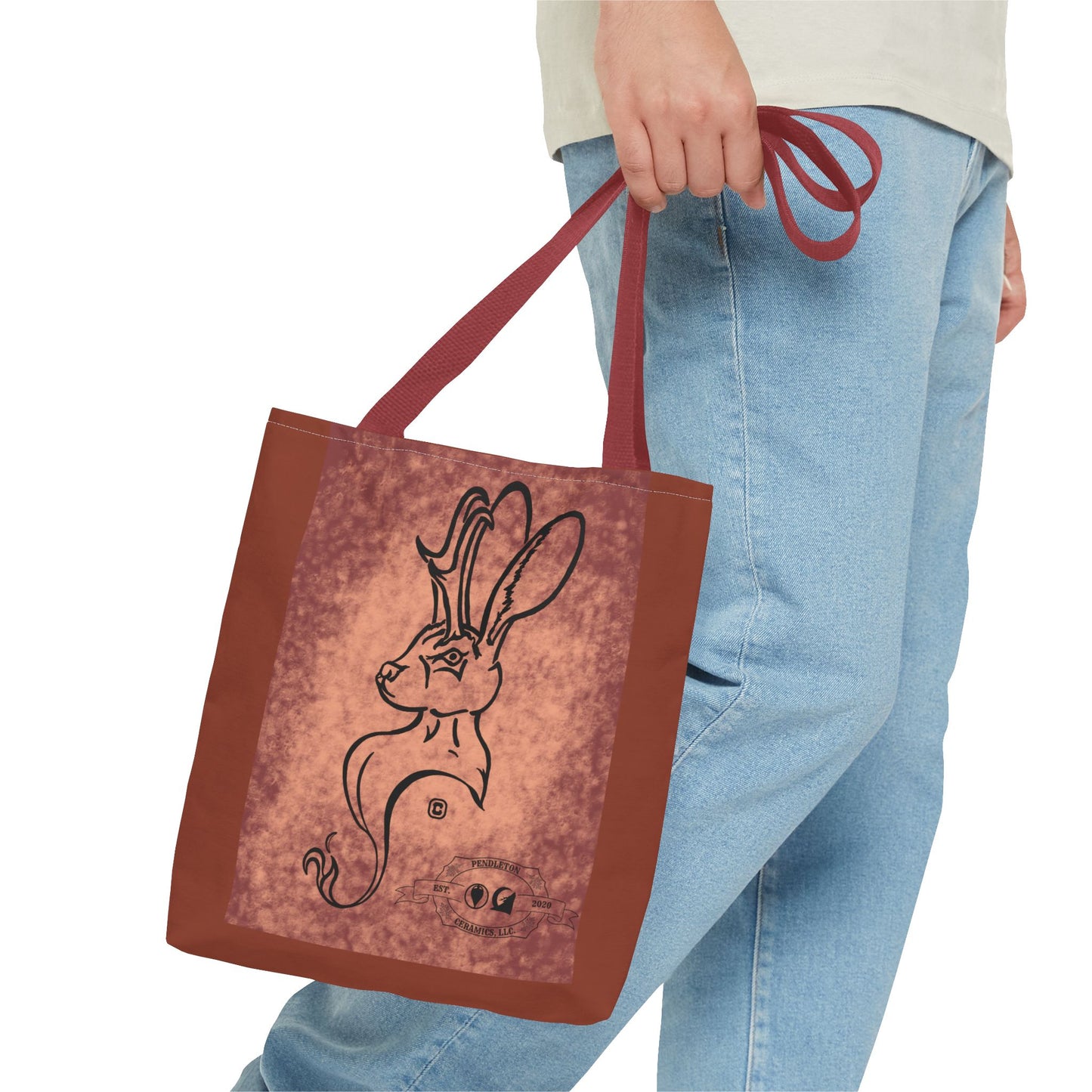 Dust Storm Jackalope Bust Drawing Tote Brown Bag