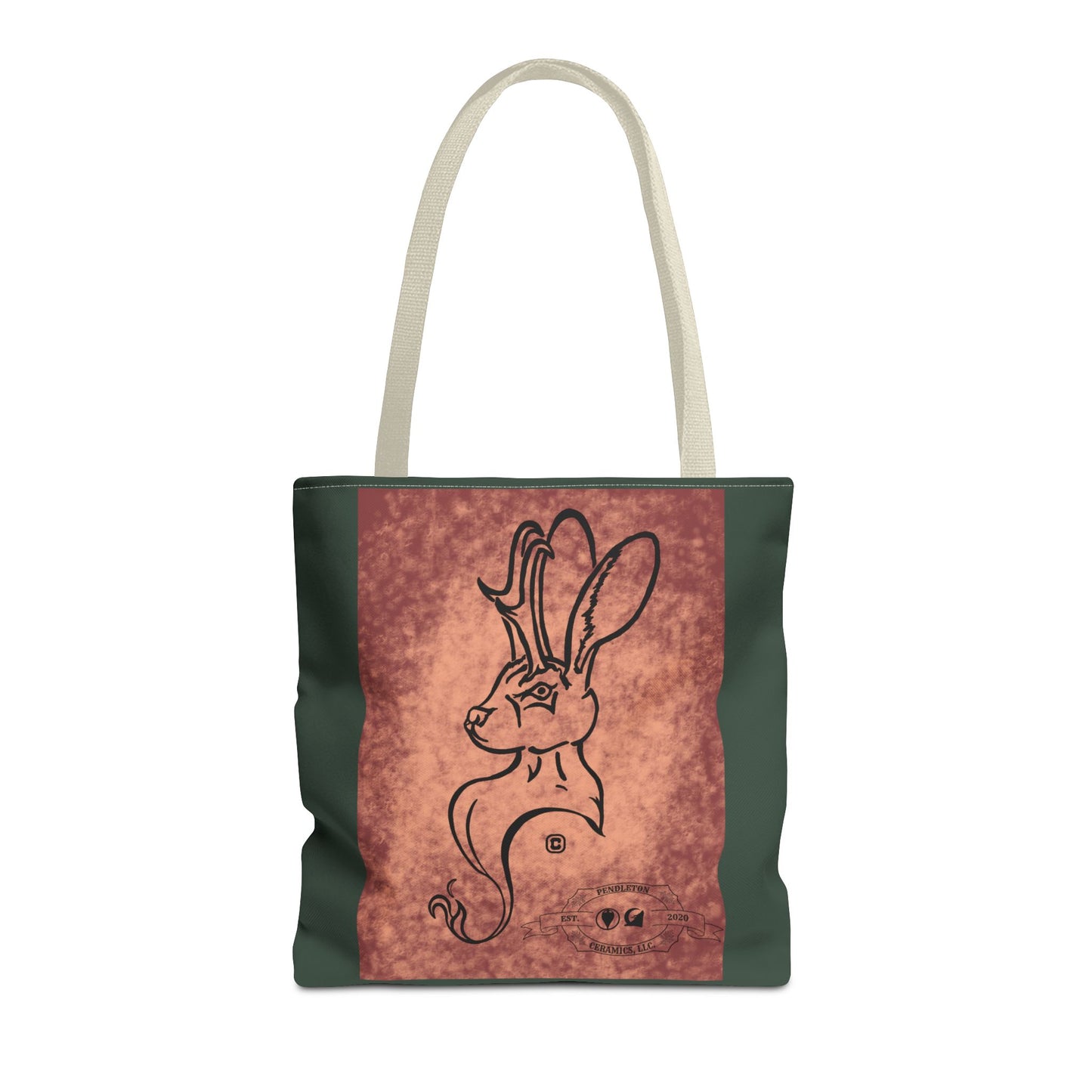 Dust Storm Jackalope Bust Drawing Tote Green Bag