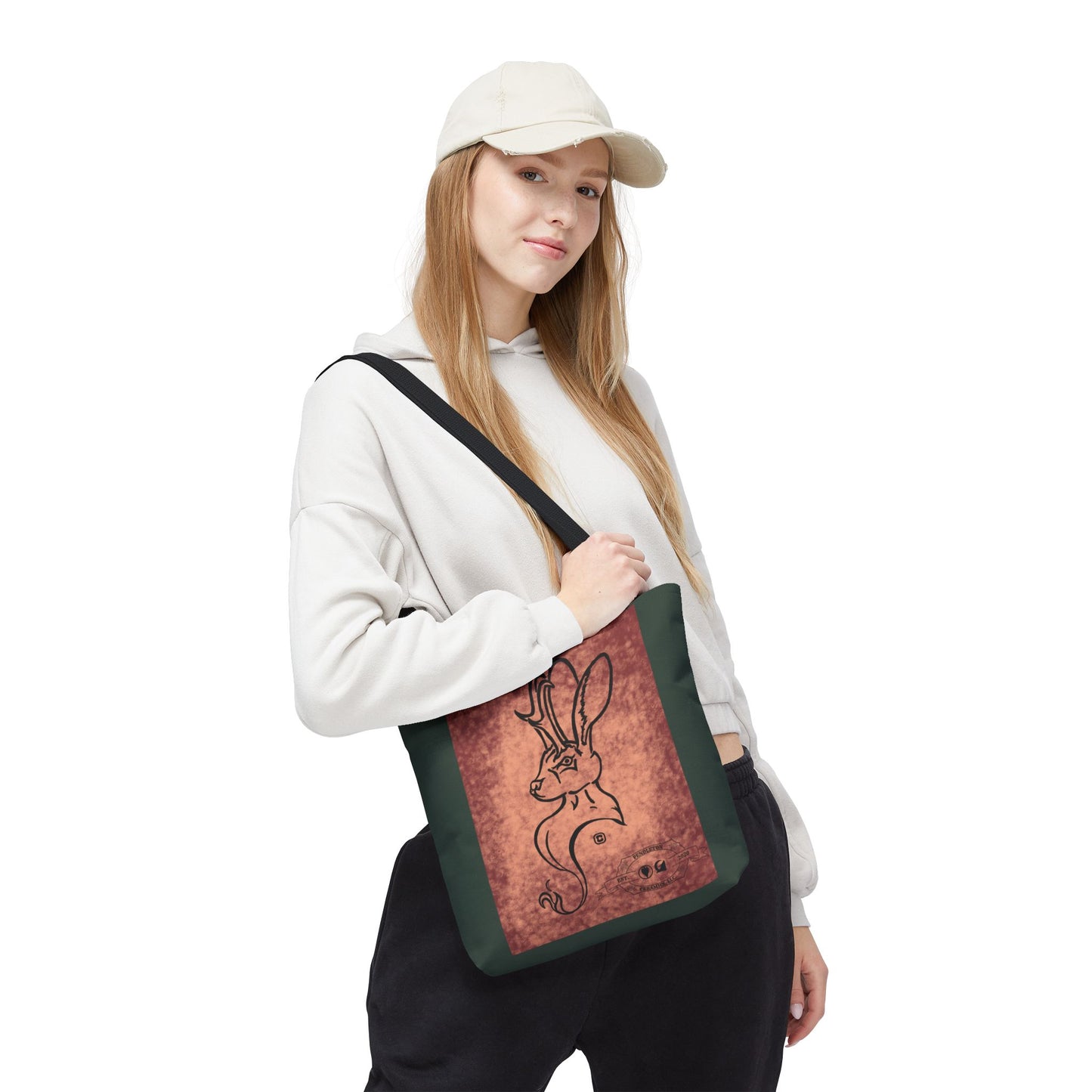 Dust Storm Jackalope Bust Drawing Tote Green Bag