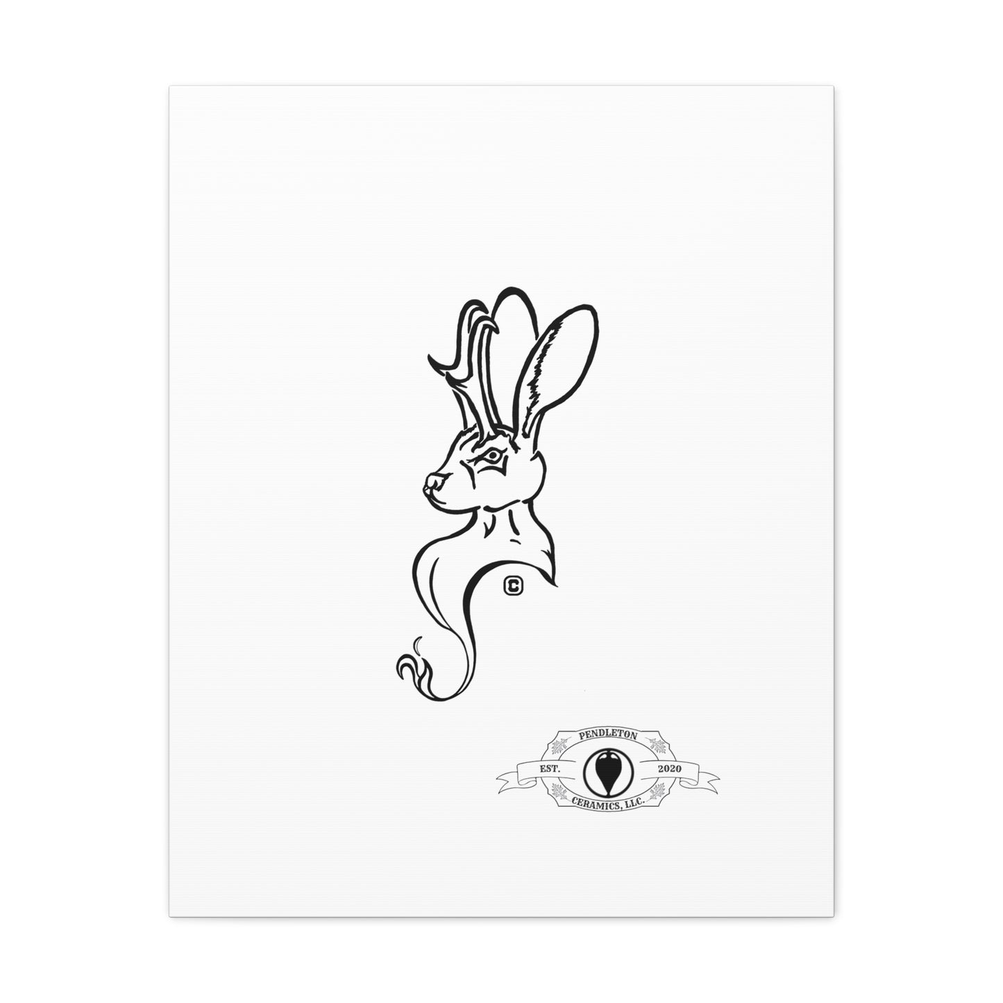 Jackalope Bust Drawing Art Stretched Canvas Wall Decor
