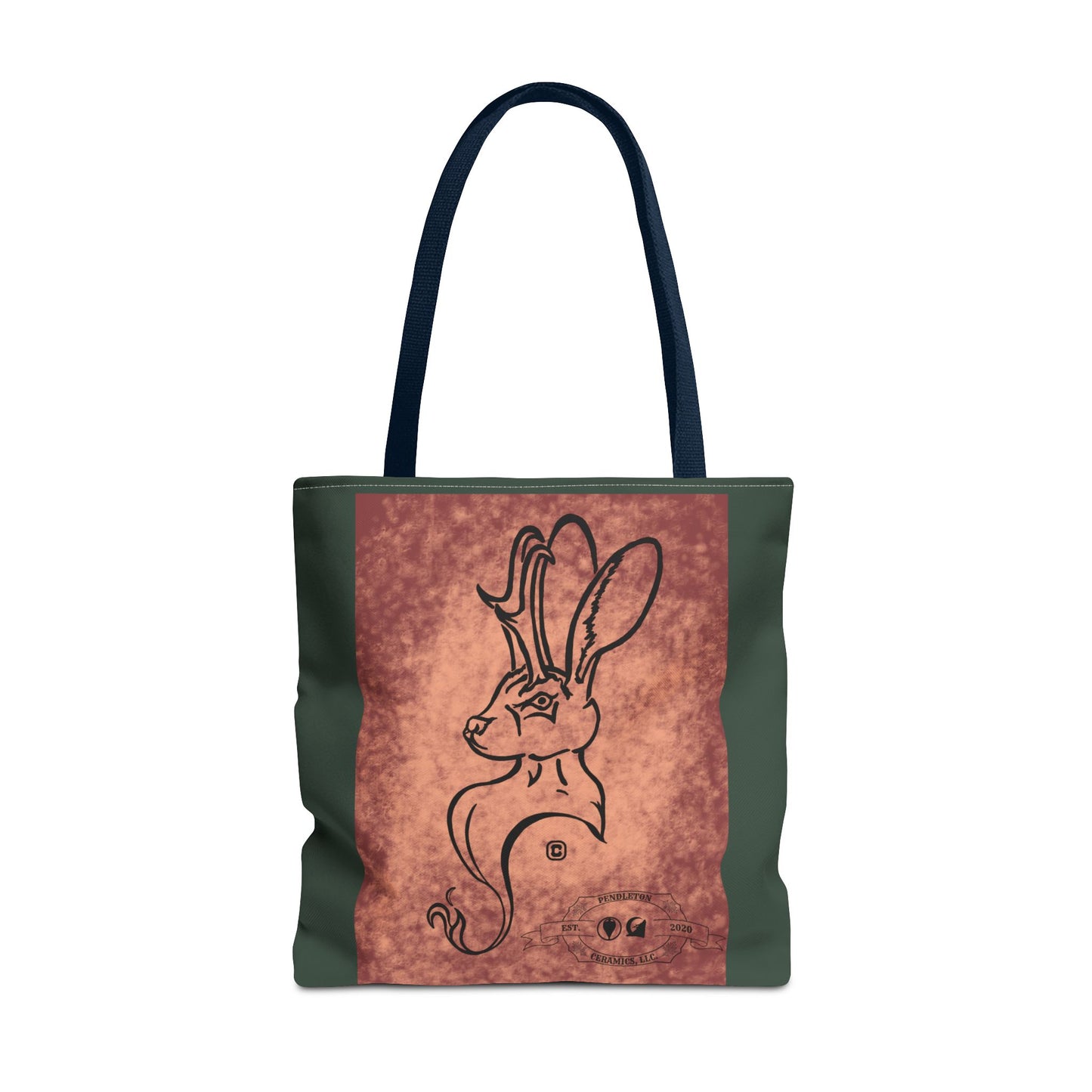 Dust Storm Jackalope Bust Drawing Tote Green Bag