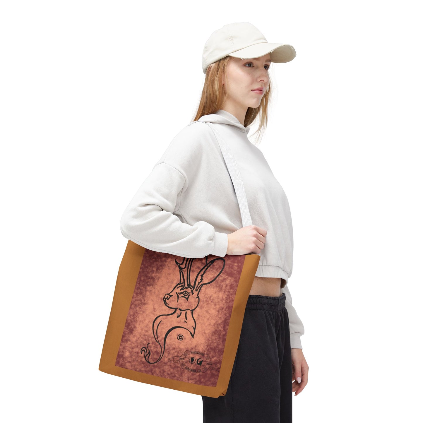 Dust Storm Jackalope Bust Drawing Tote Brown Bag