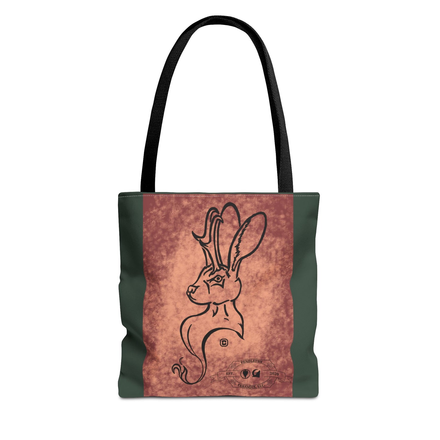 Dust Storm Jackalope Bust Drawing Tote Green Bag