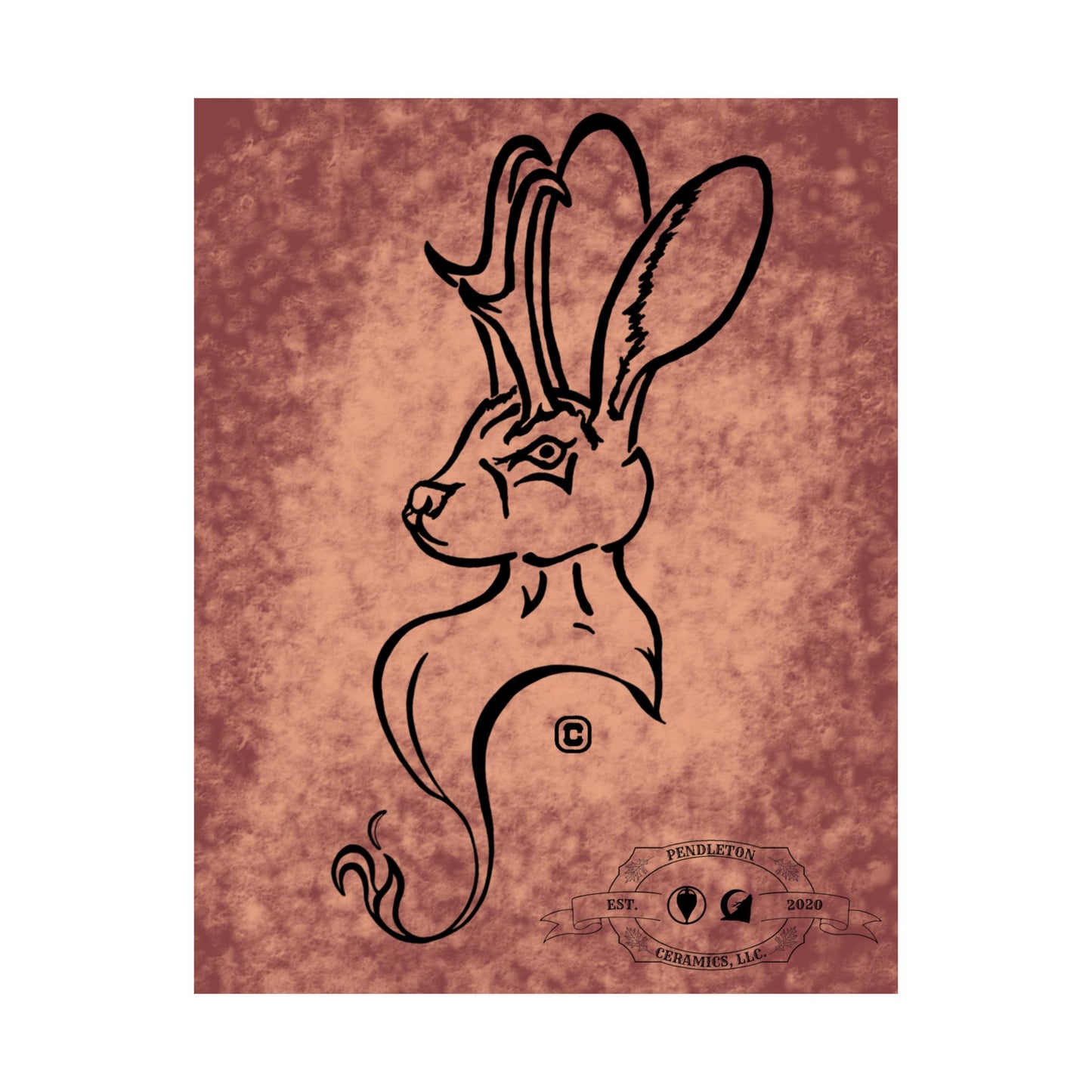 Dust Storm Jackalope Bust Drawing Wall Art