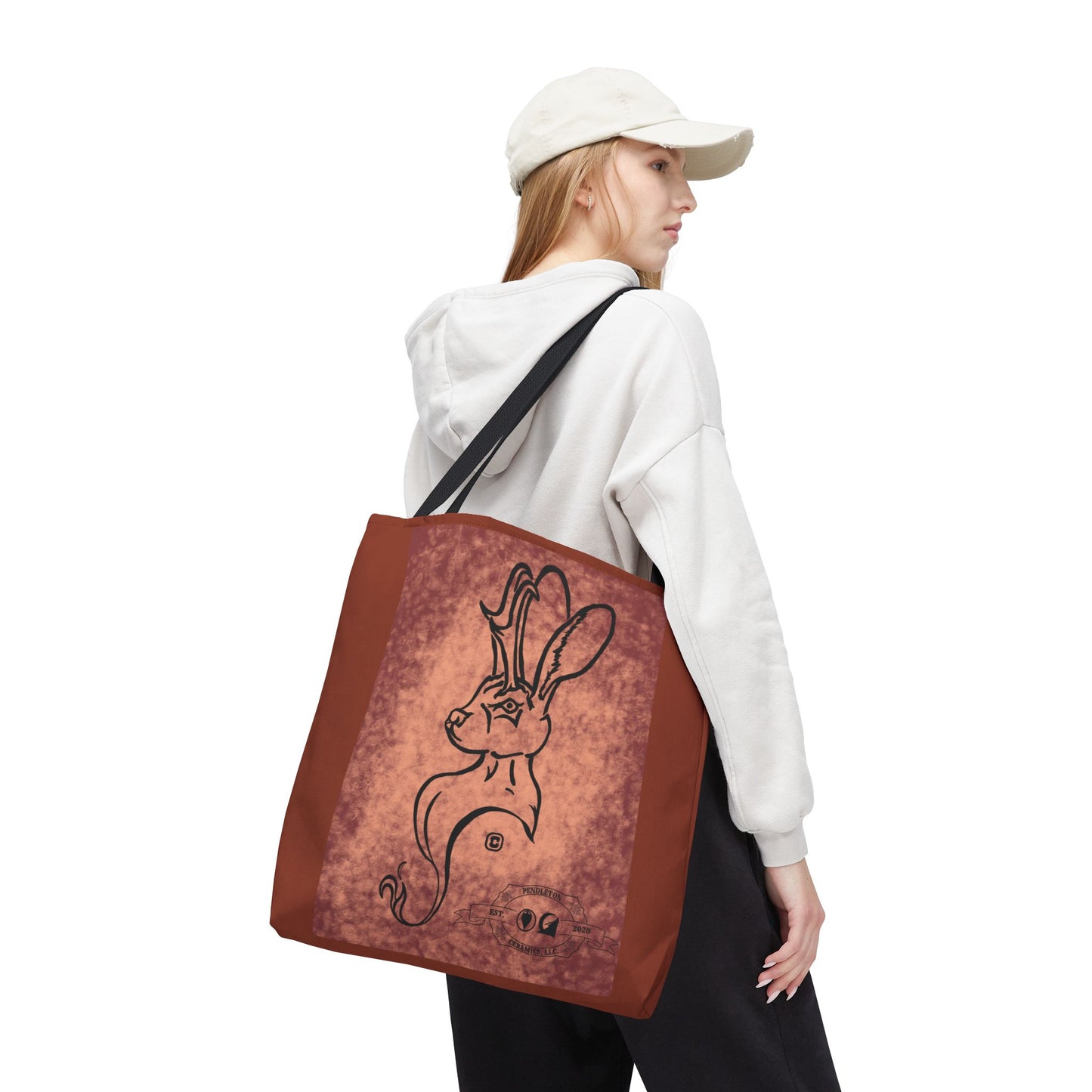 Dust Storm Jackalope Bust Drawing Tote Brown Bag